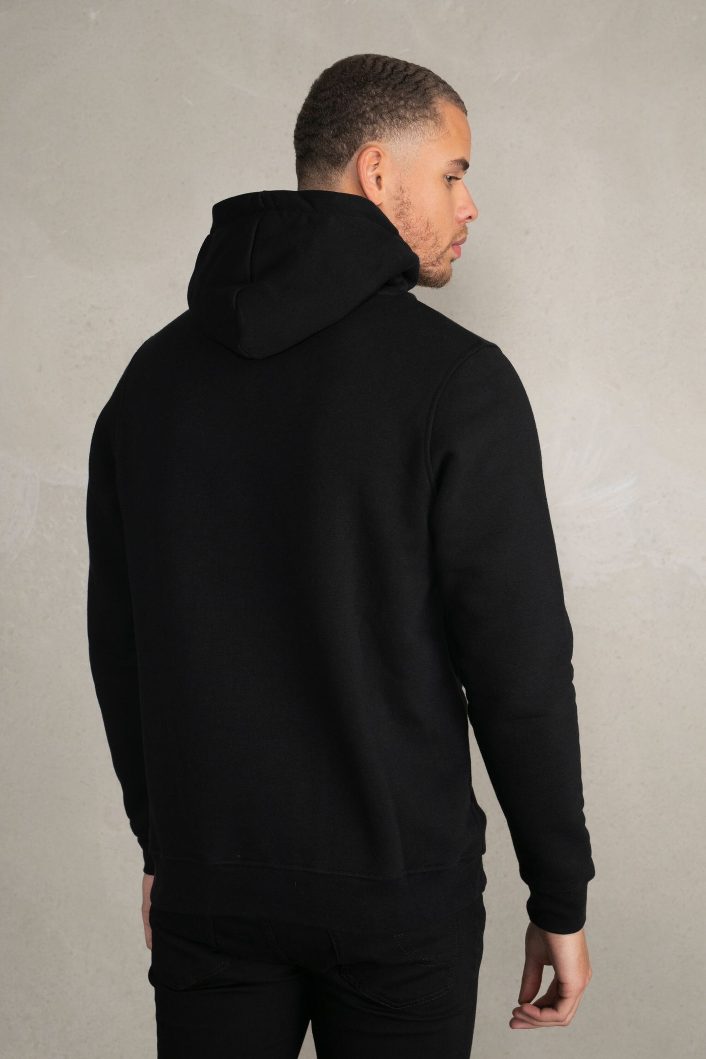 Brand Straight Hoodie Jet Black/Stone Blue
