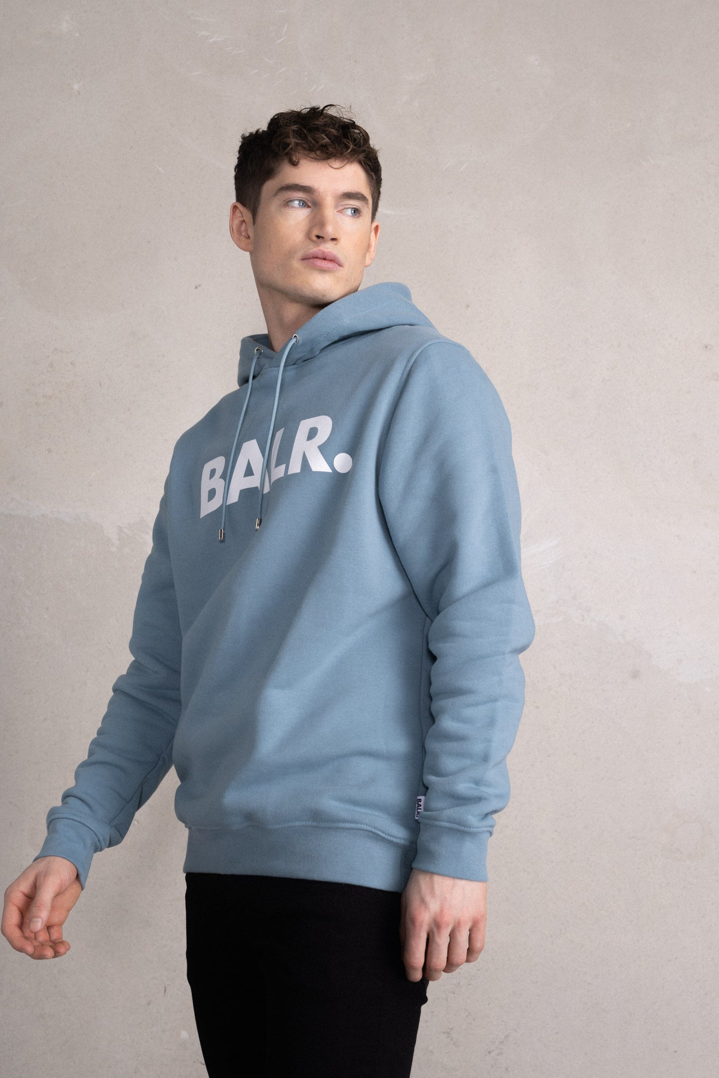 Brand Straight Hoodie Stone Blue