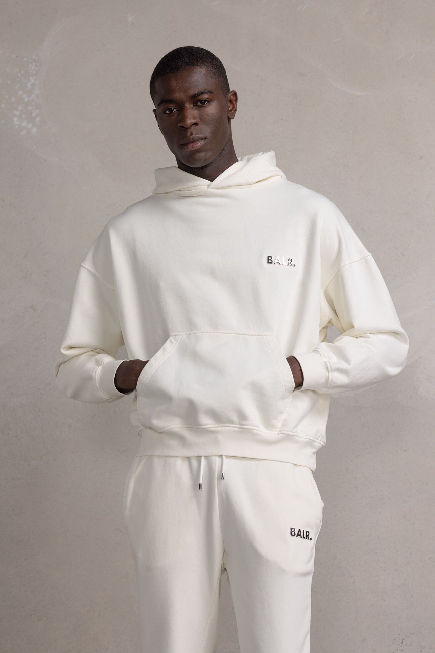 Joey Box Satin Hoodie Egret