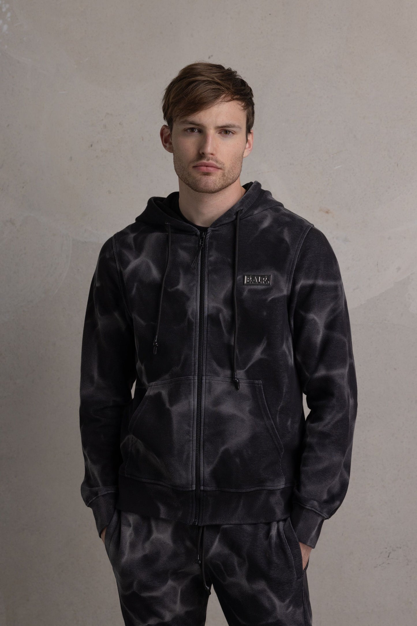 D11 Straight washed zip through Hoodie Ghost Grey Washed