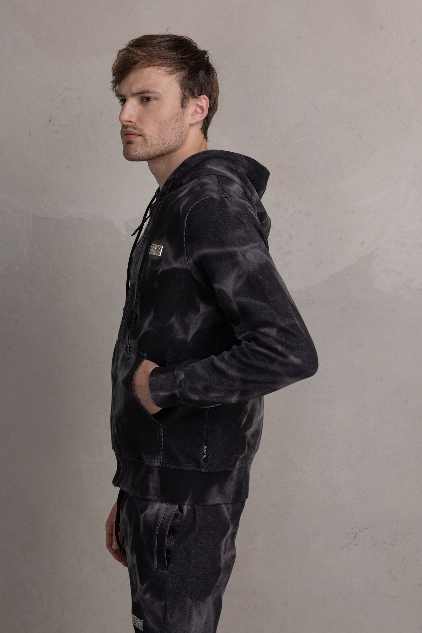 D11 Straight washed zip through Hoodie Ghost Grey Washed