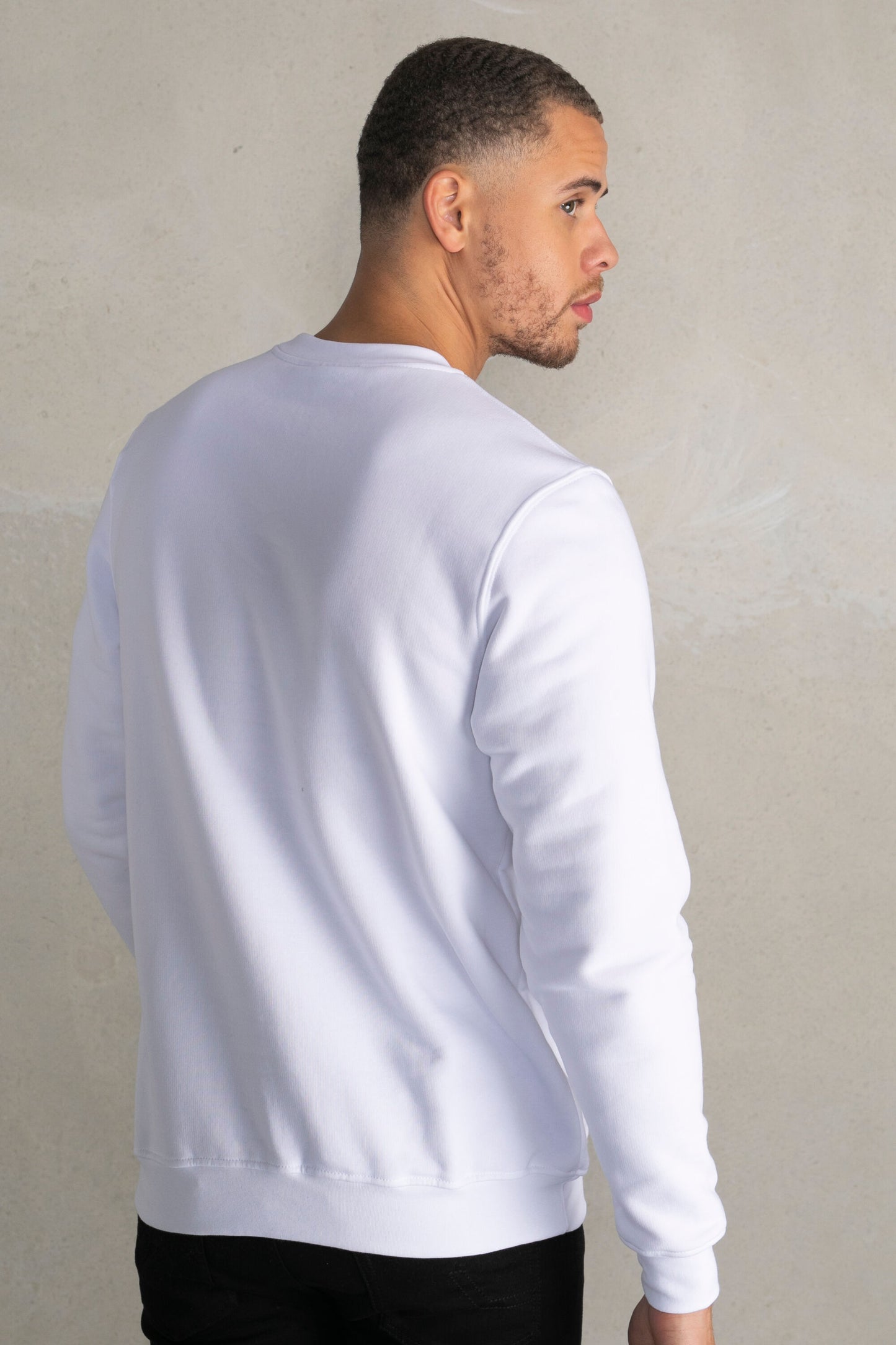 Brand Straight Crew Neck Men White