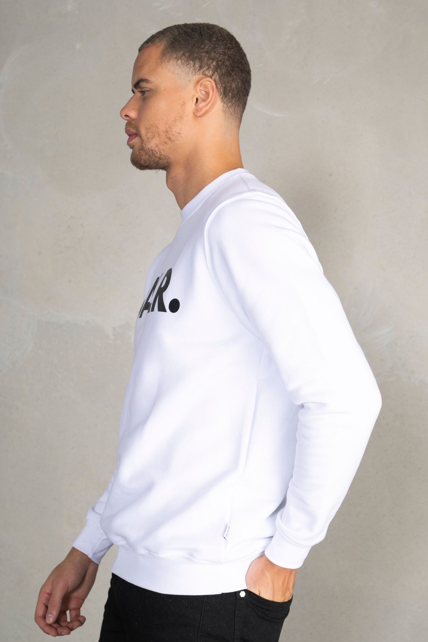 Brand Straight Crew Neck Men White
