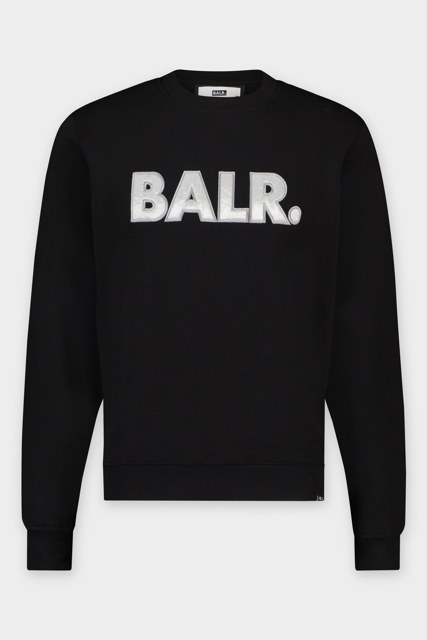 Olaf Straight BALR. Satin Embro Crewneck Jet Black