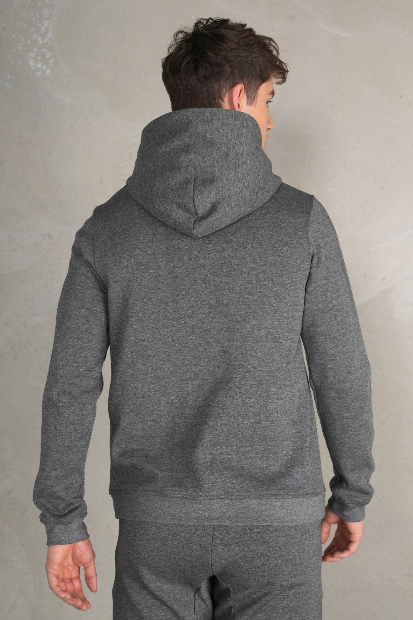 Q-Series Straight Zipped Hoodie Men Dk Grey Heather