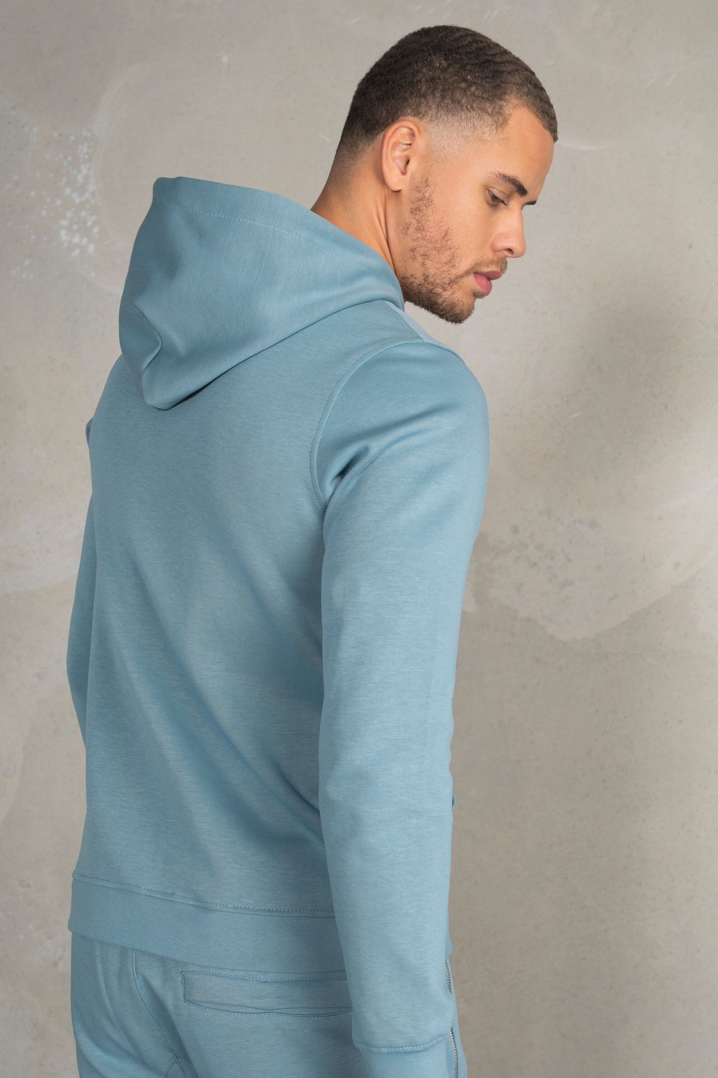 Q-Series Straight Zip Thru Hoodie Stone Blue