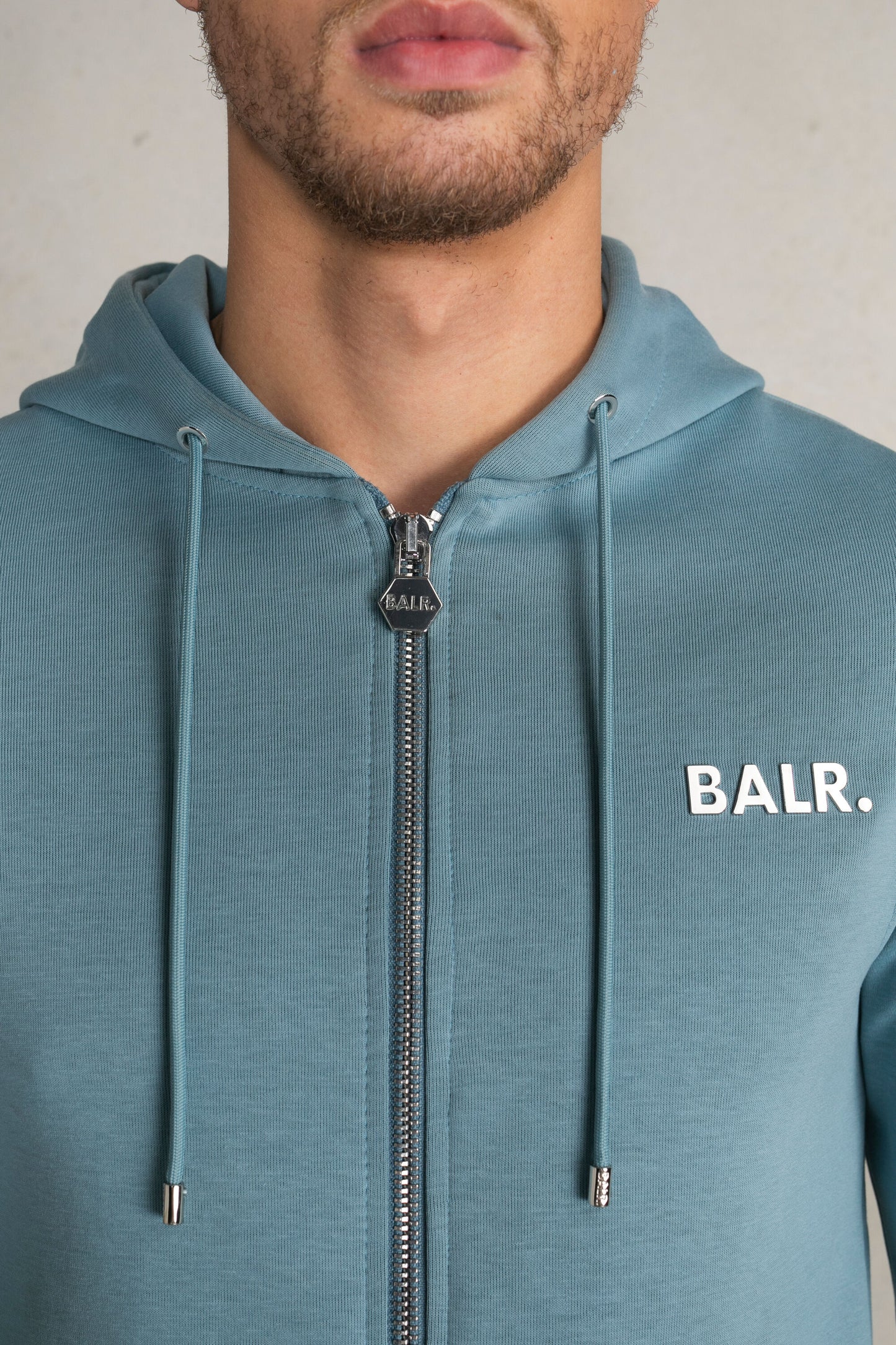 Q-Series Straight Zip Thru Hoodie Stone Blue