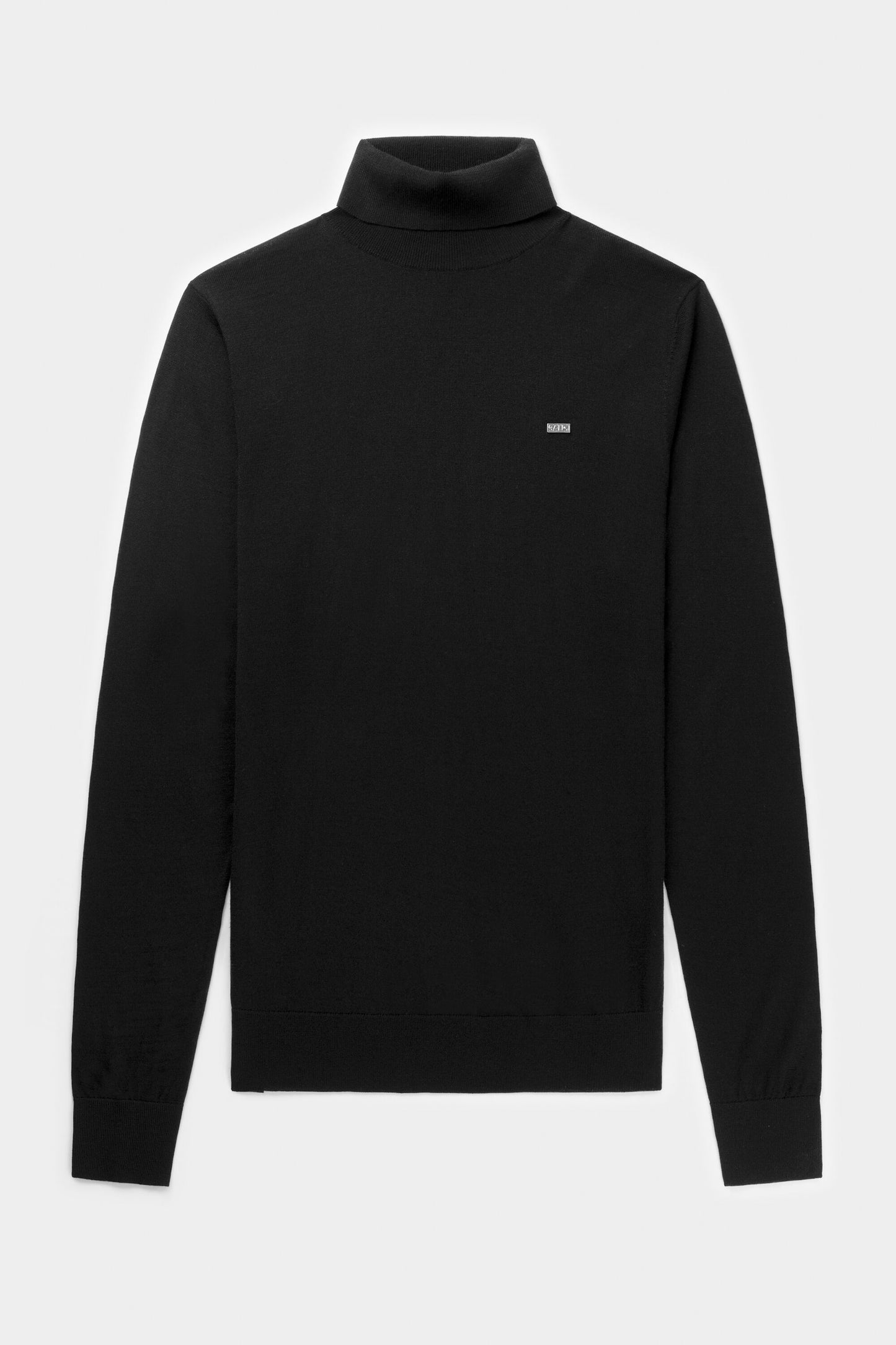 Ross Badge Regular Knitted Turtle Neck Jet Black