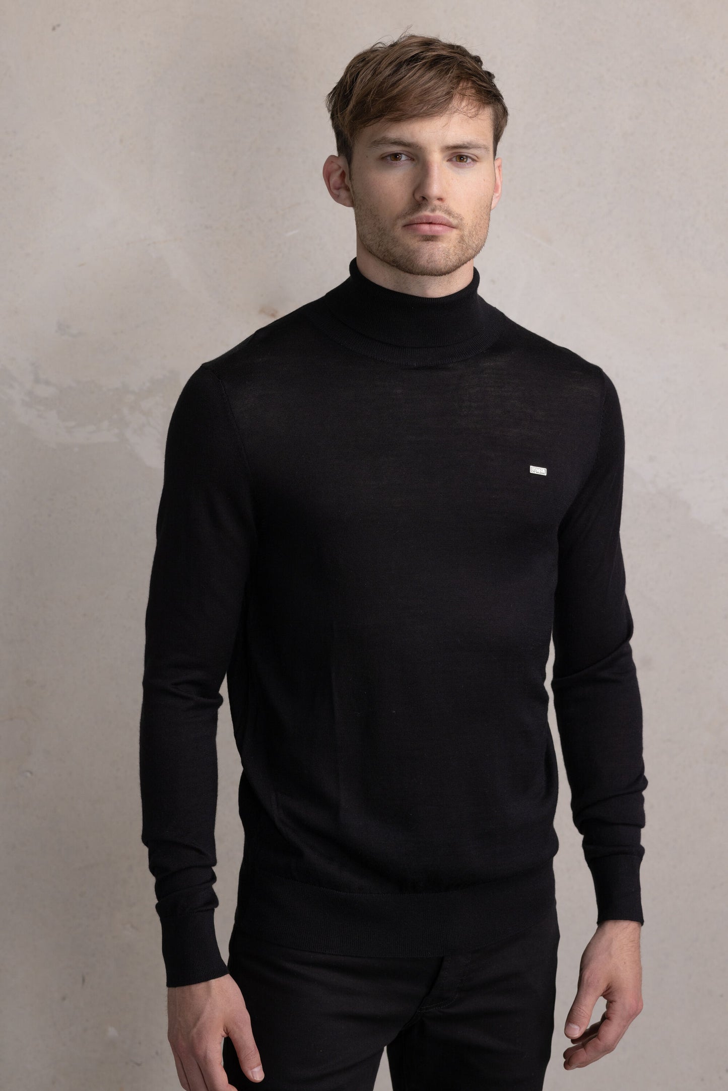 Ross Badge Regular Knitted Turtle Neck Jet Black