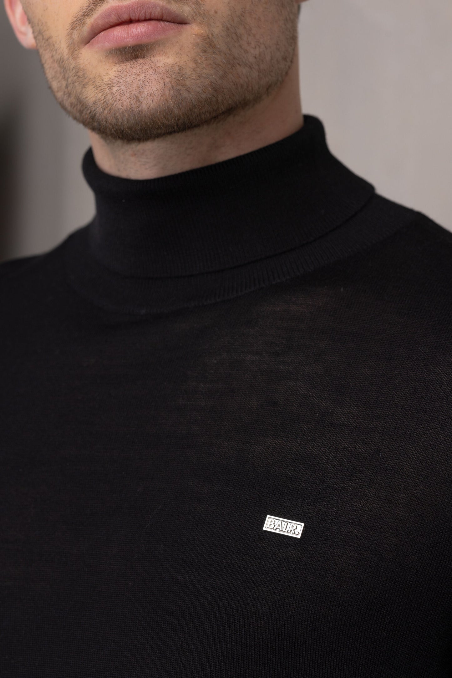 Ross Badge Regular Knitted Turtle Neck Jet Black