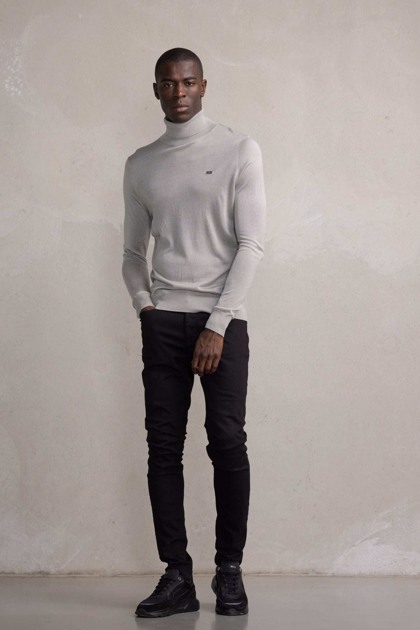 Ross Badge Regular Knitted Turtle Neck Grey Heather