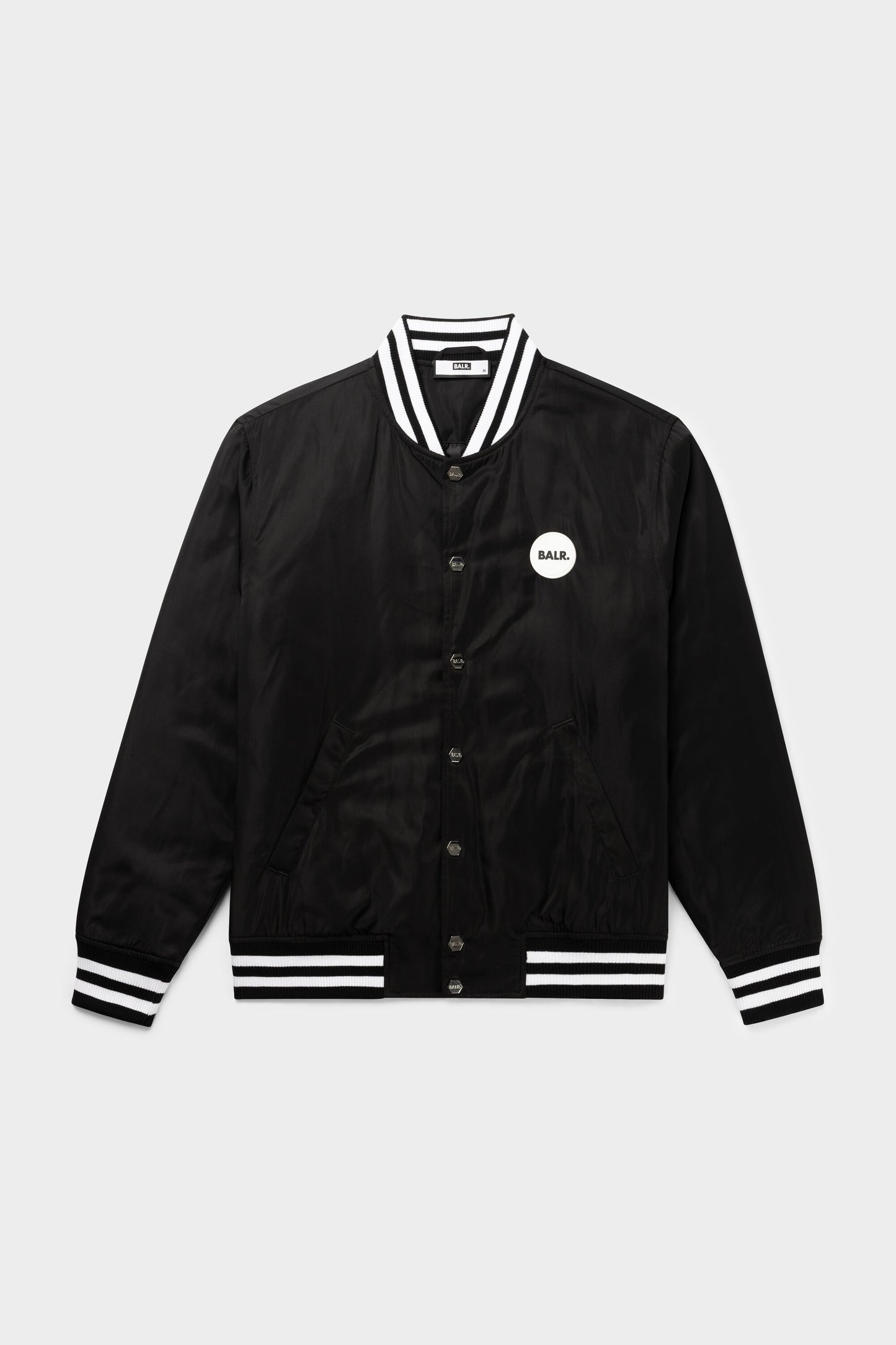 Hazel Loose Badge Bomber Jacket Jet Black