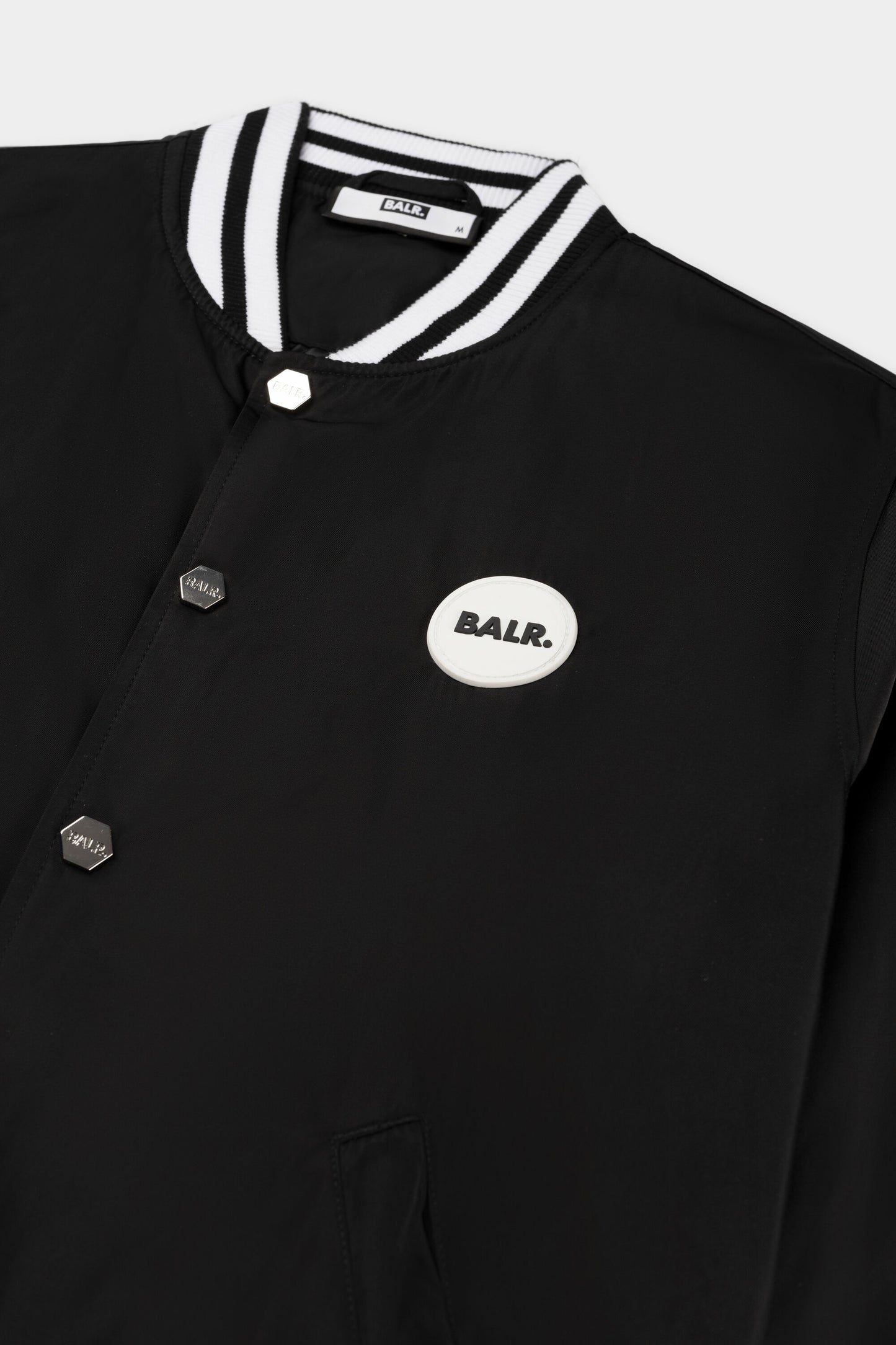 Hazel Loose Badge Bomber Jacket Jet Black