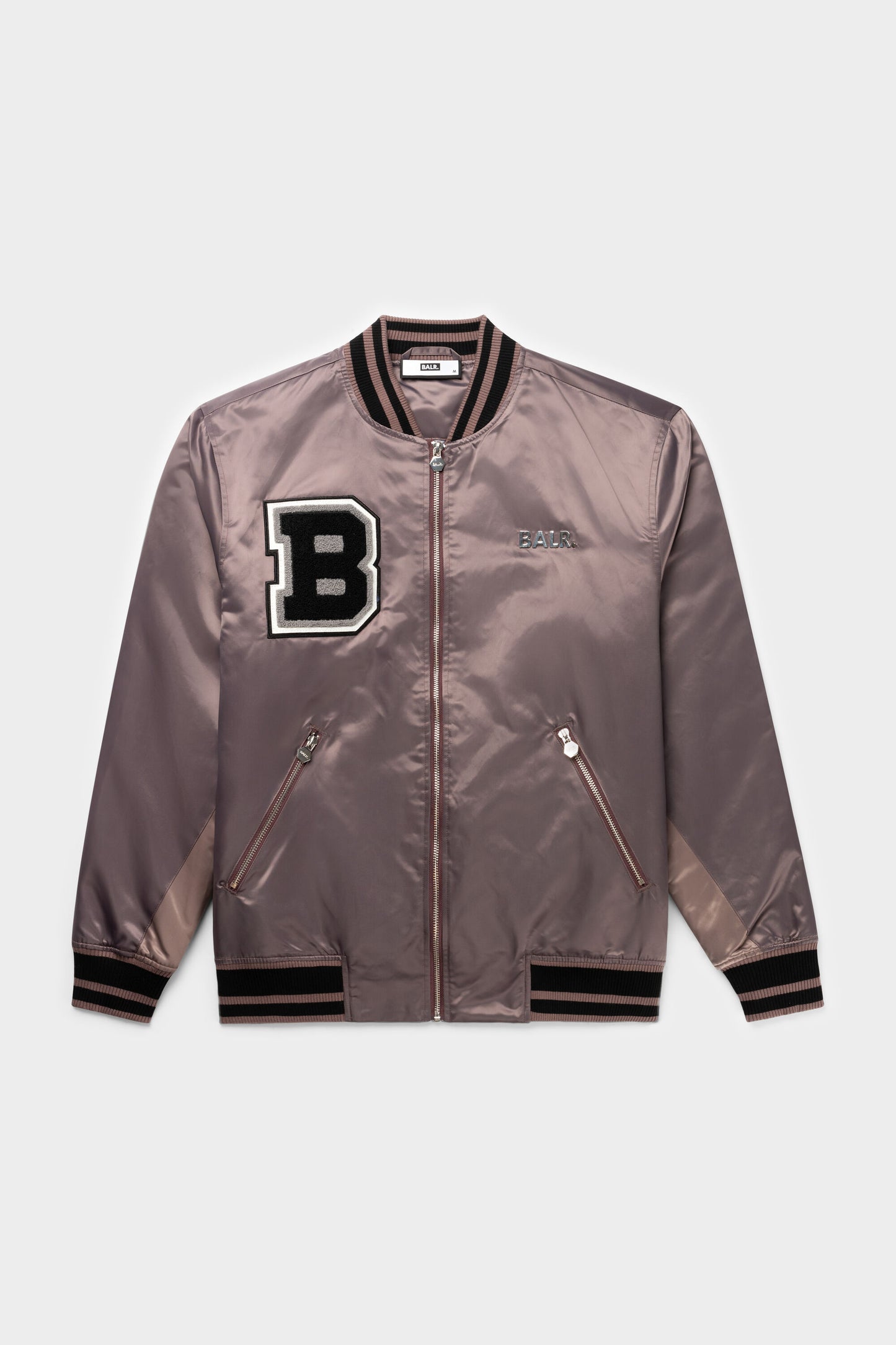 Hazel Loose Zip Trophy Bomber Jacket Purple Dove