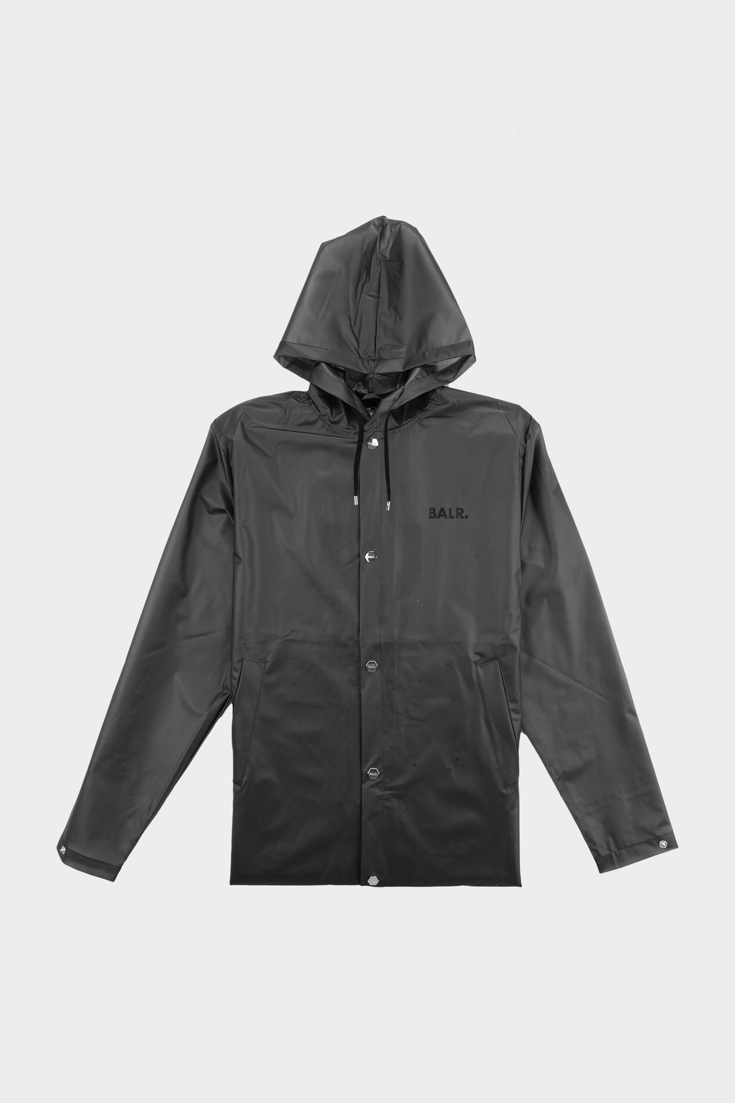 Big Logo Long Hooded Raincoat Black
