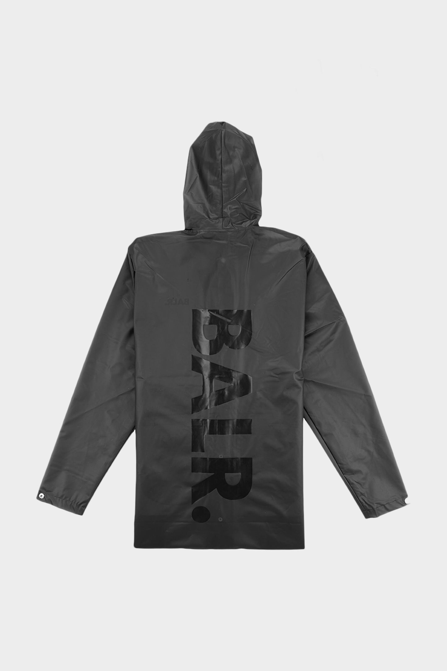 Big Logo Long Hooded Raincoat Black