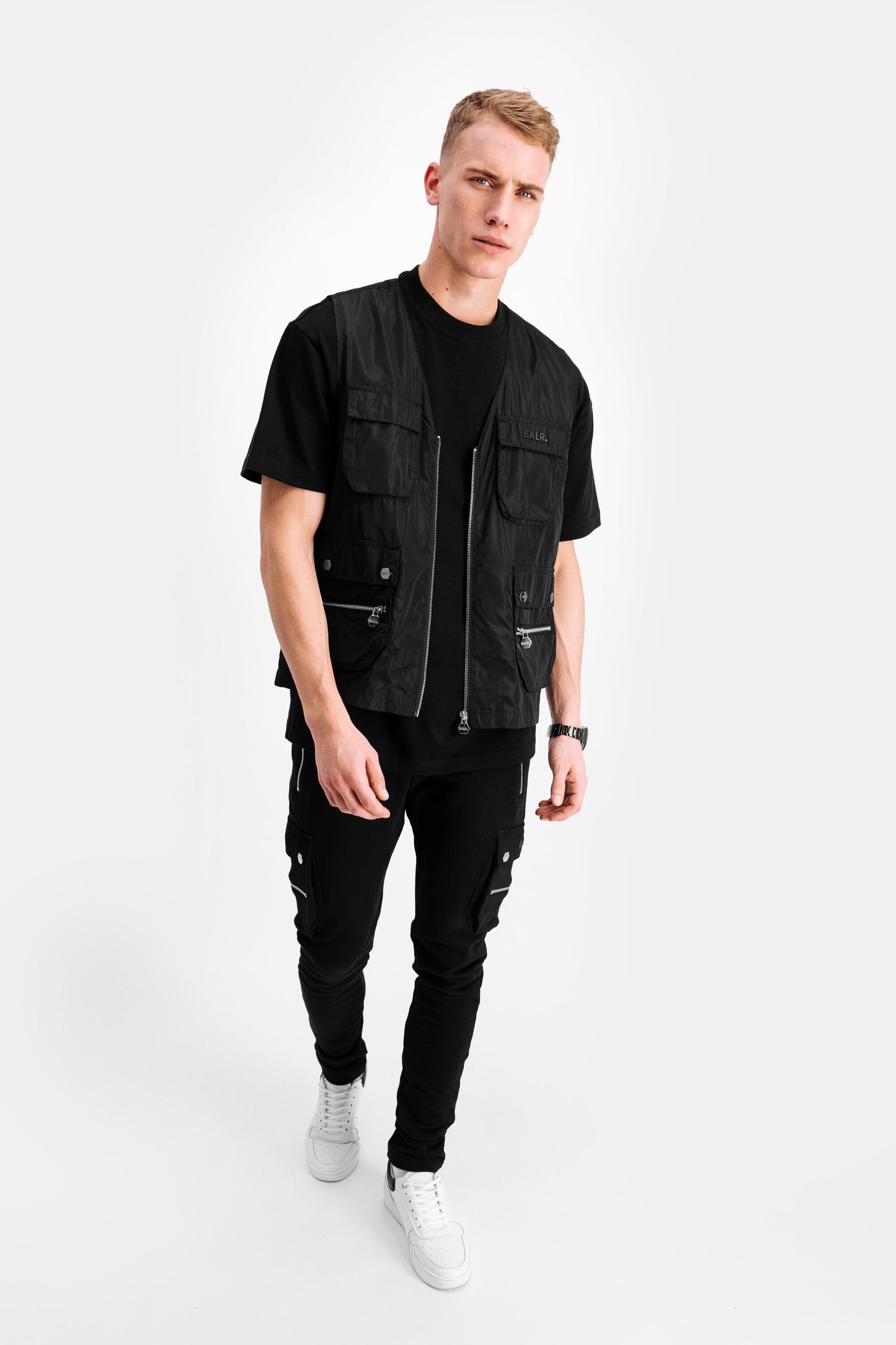 Cargo Pocket Straight Waistcoat Black