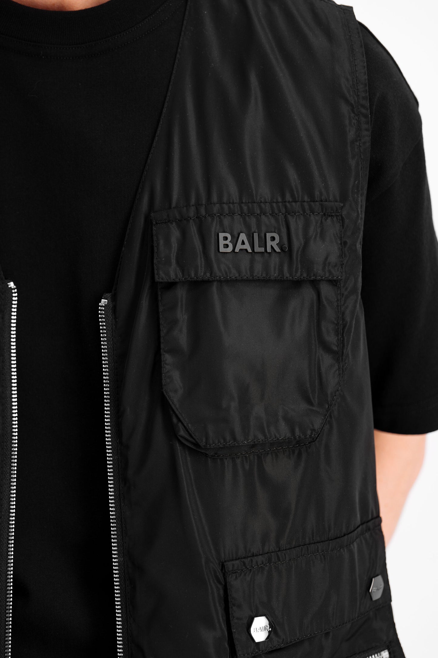 Cargo Pocket Straight Waistcoat Black