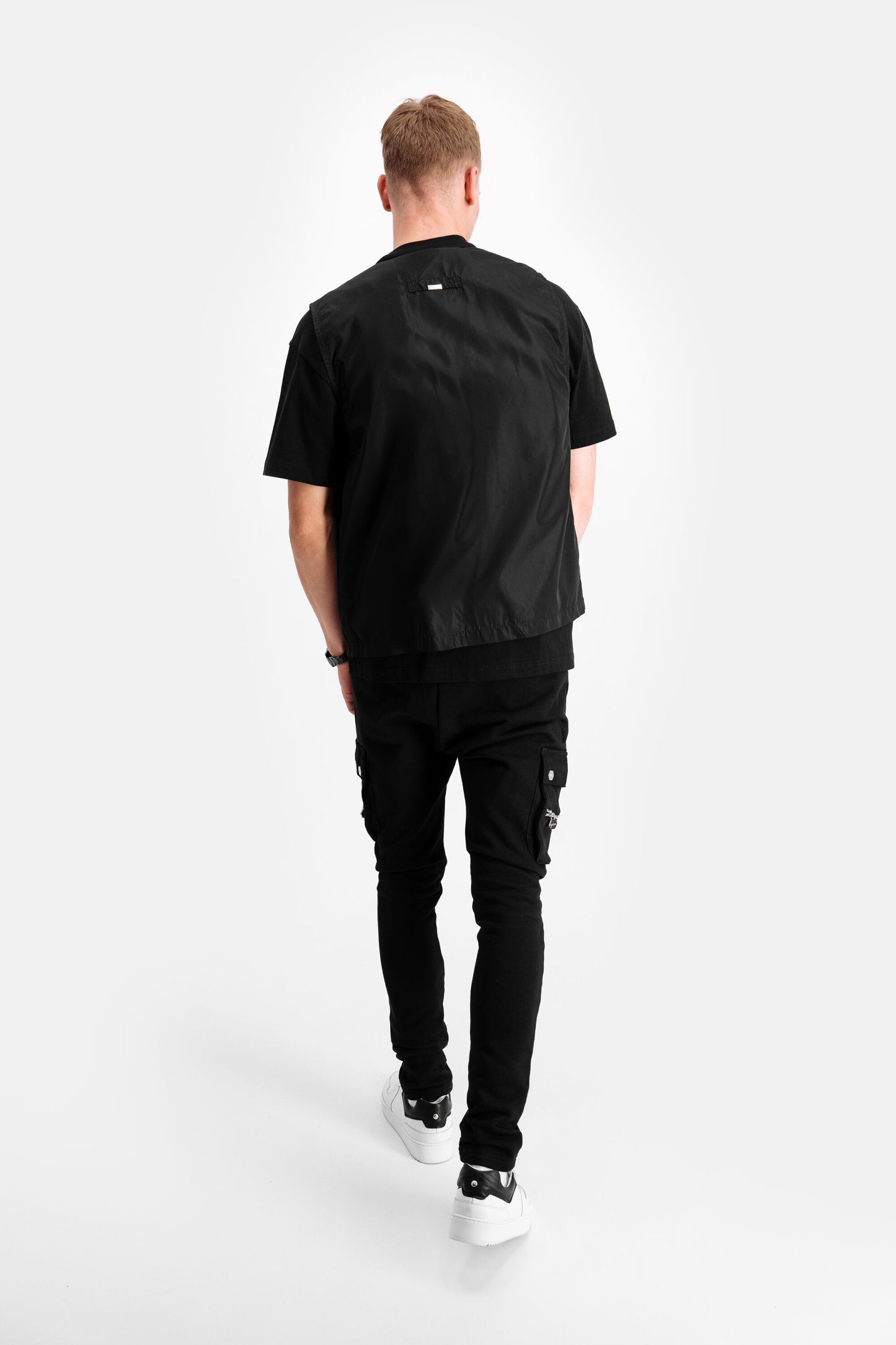 Cargo Pocket Straight Waistcoat Black