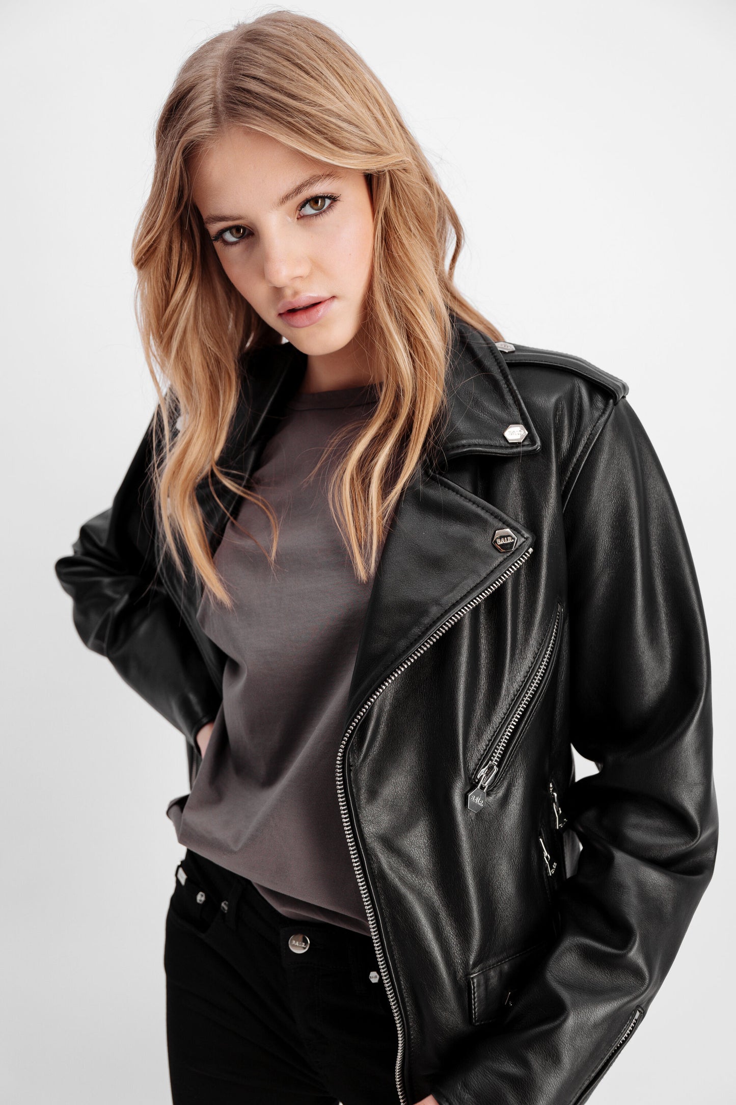 Leather Biker Jacket Jet Black