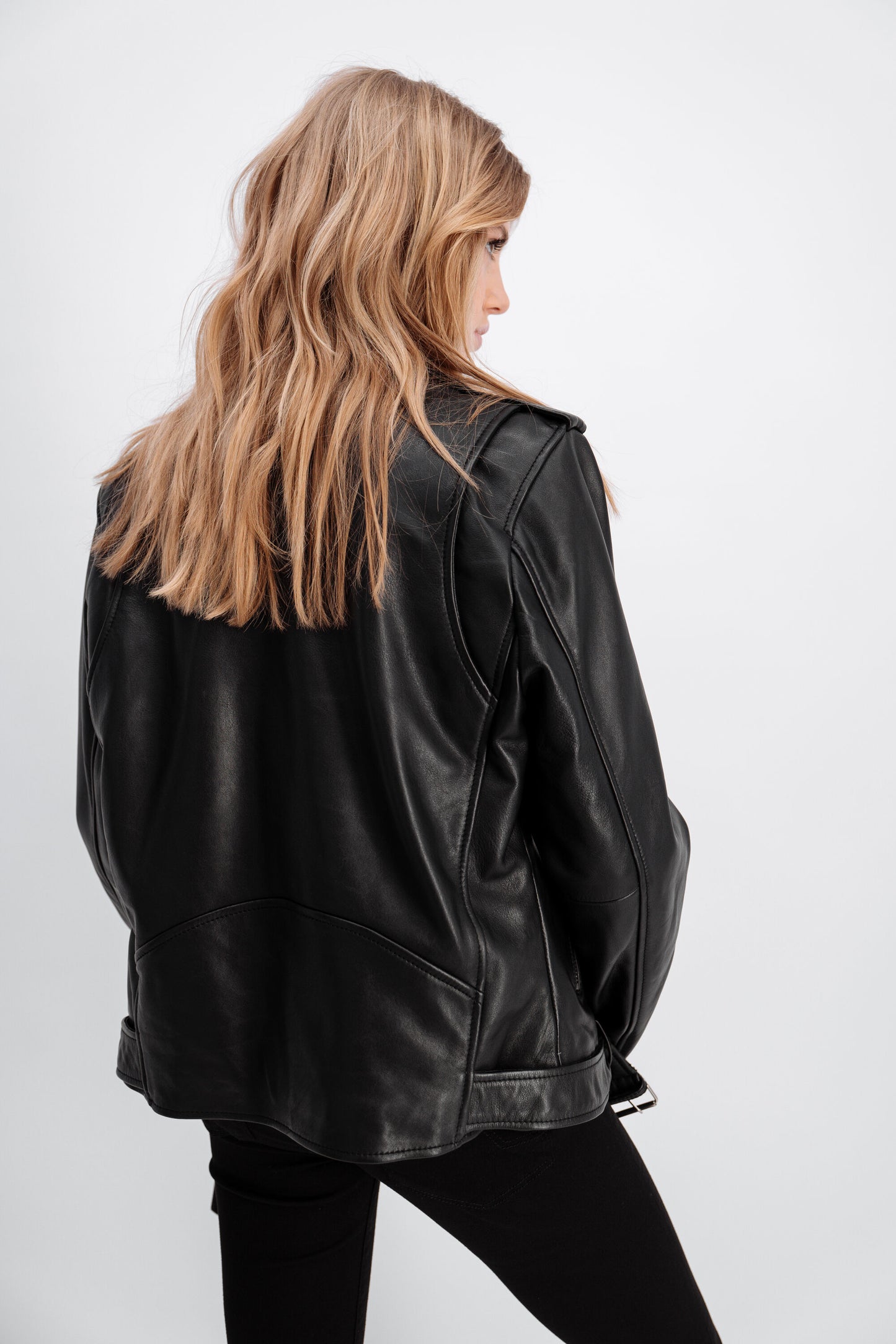Leather Biker Jacket Jet Black