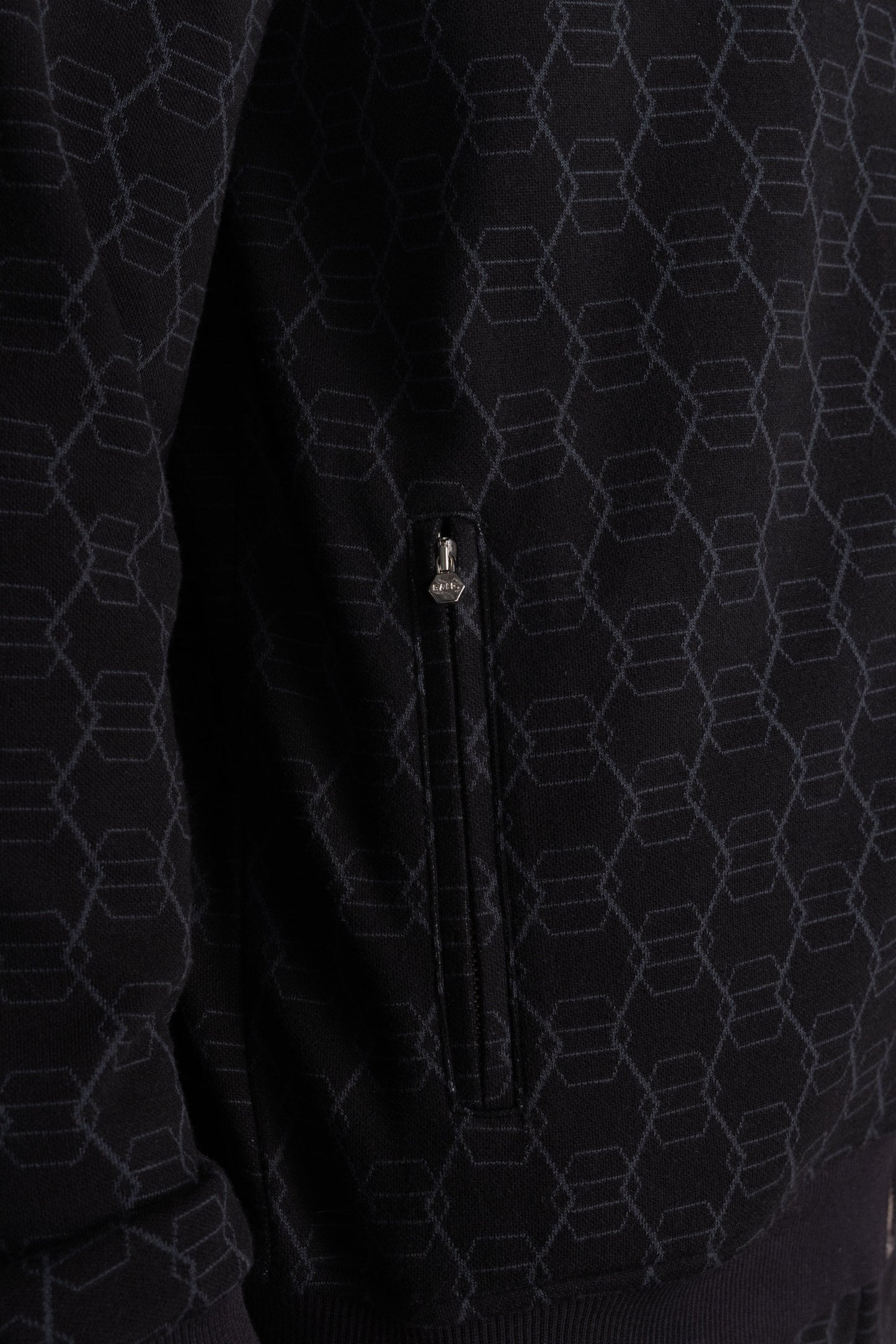 Brooklyn Regular Jacquard Hex. Track Jacket Jet Black