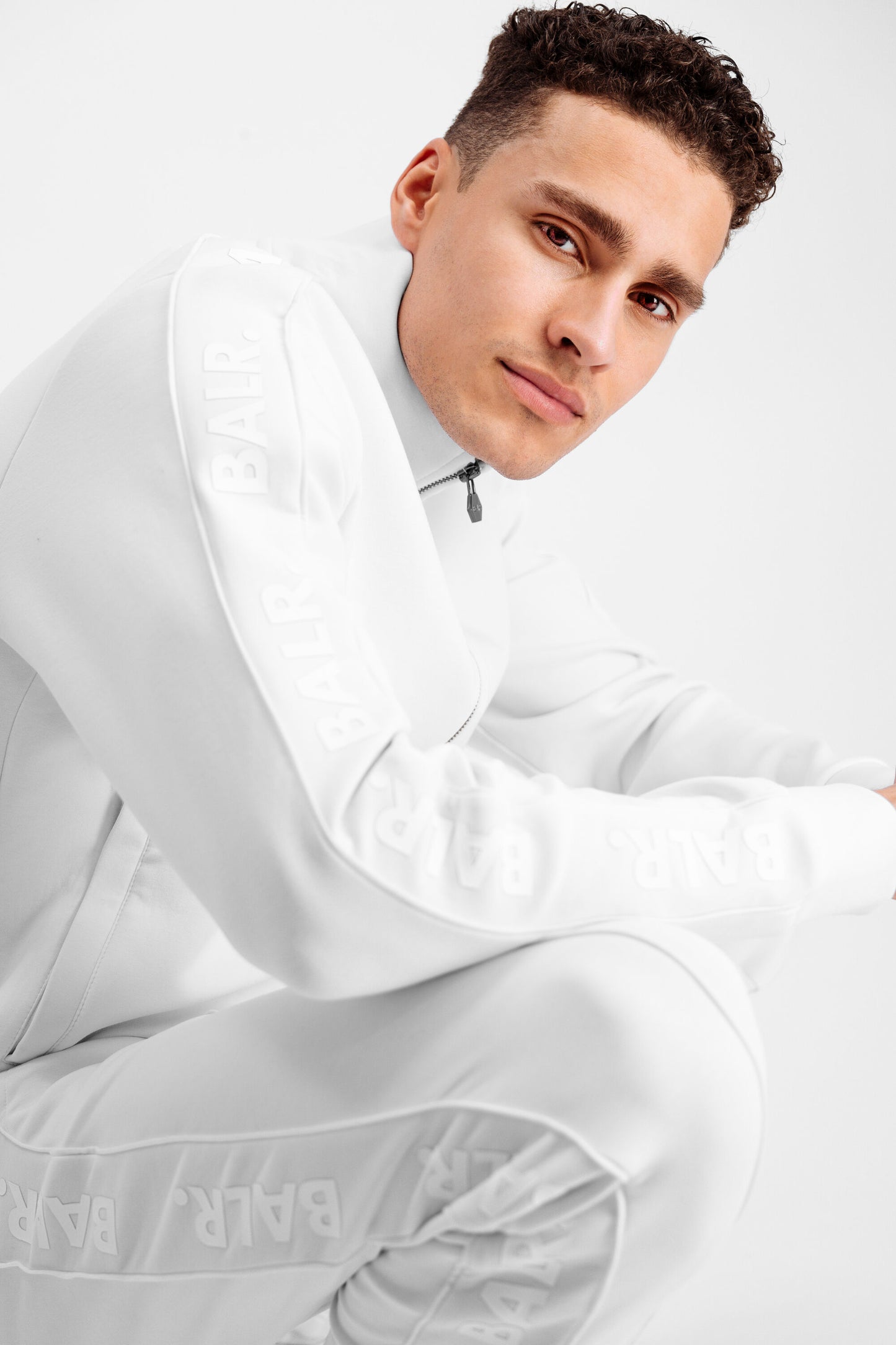 Repeat Tape Straight Pleated Track Pants White