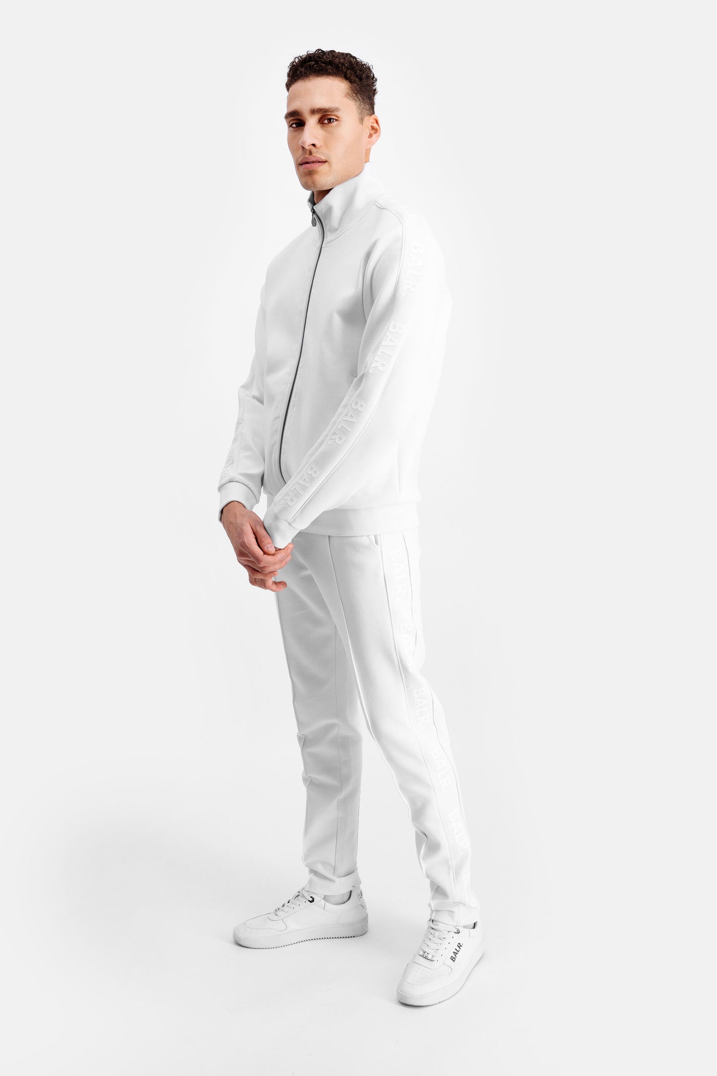 Repeat Tape Straight Pleated Track Pants White