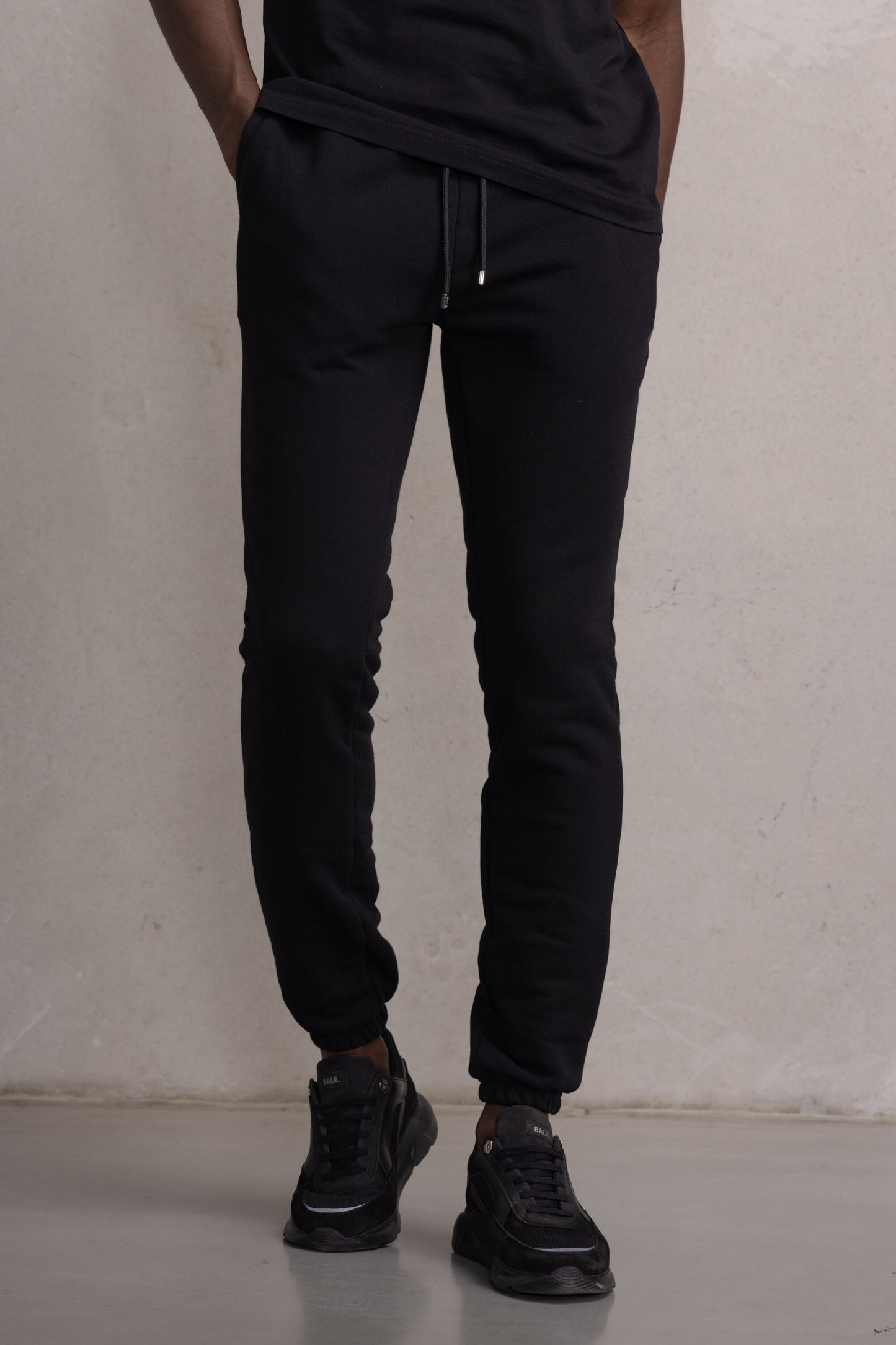 Regular Satin Embro Sweatpants Jet Black