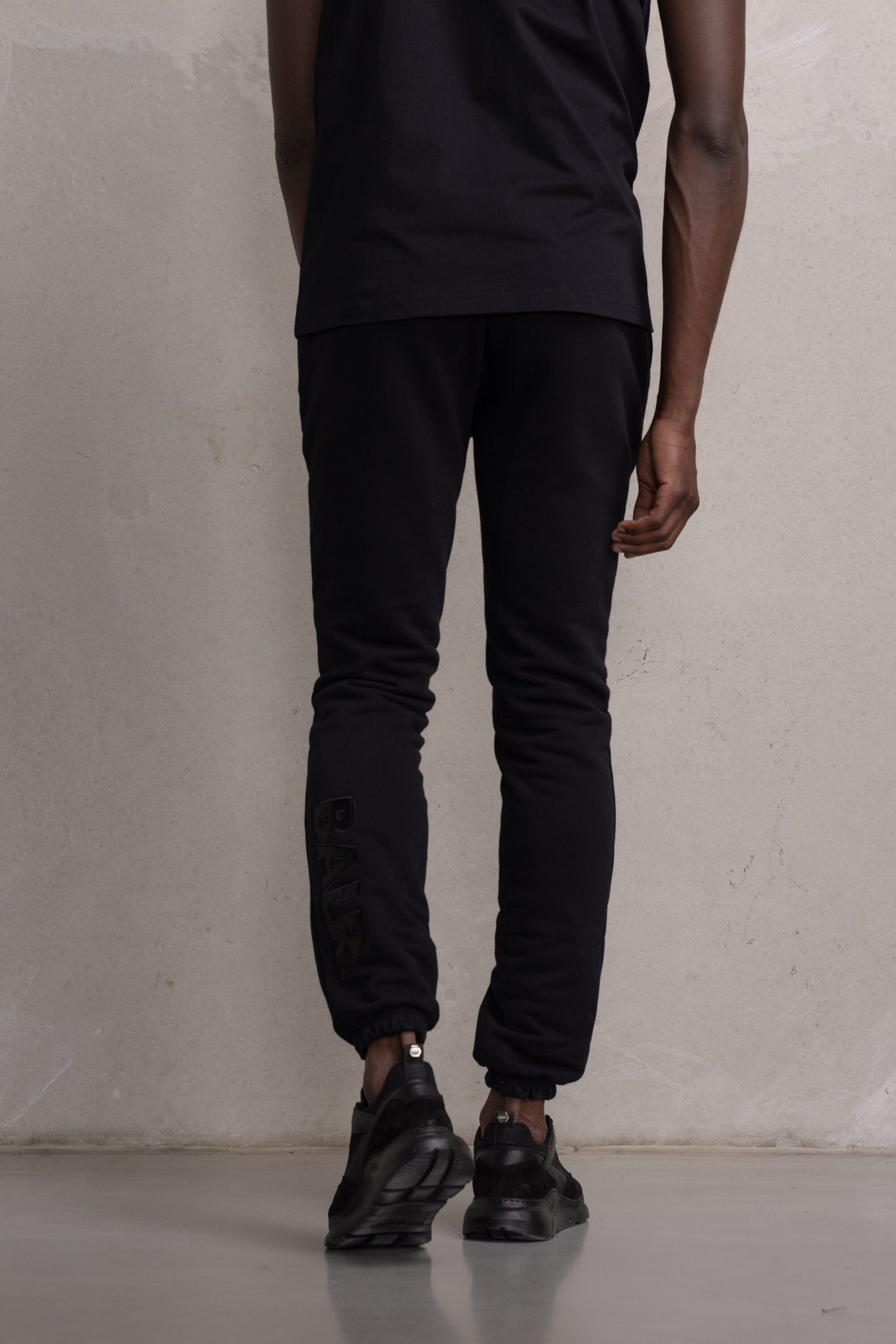 Regular Satin Embro Sweatpants Jet Black