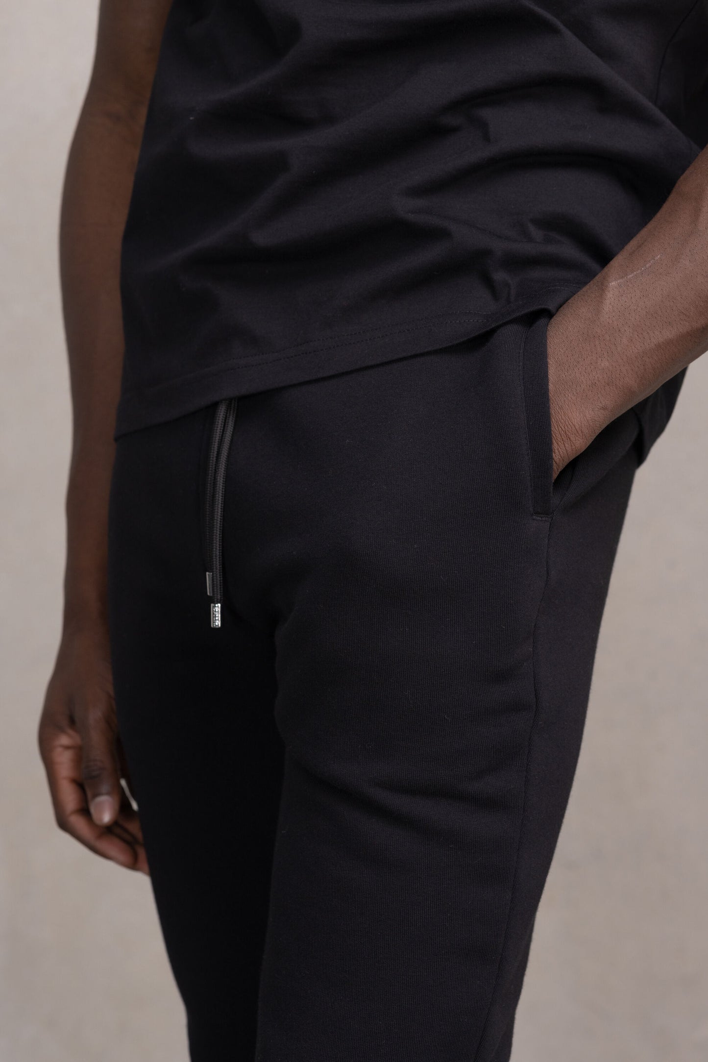 Regular Satin Embro Sweatpants Jet Black