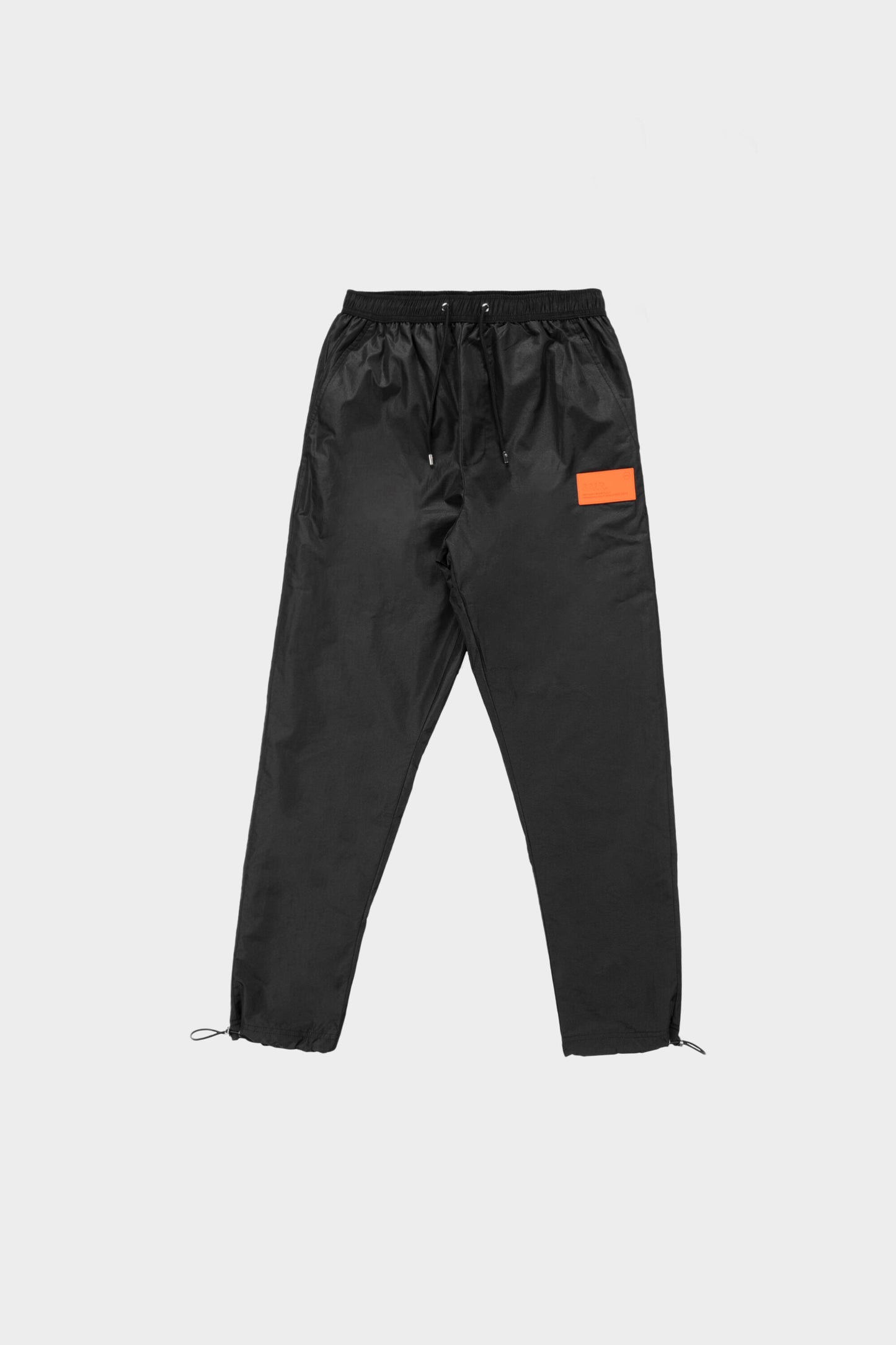 Rubber Badge Loose Track Pants Black
