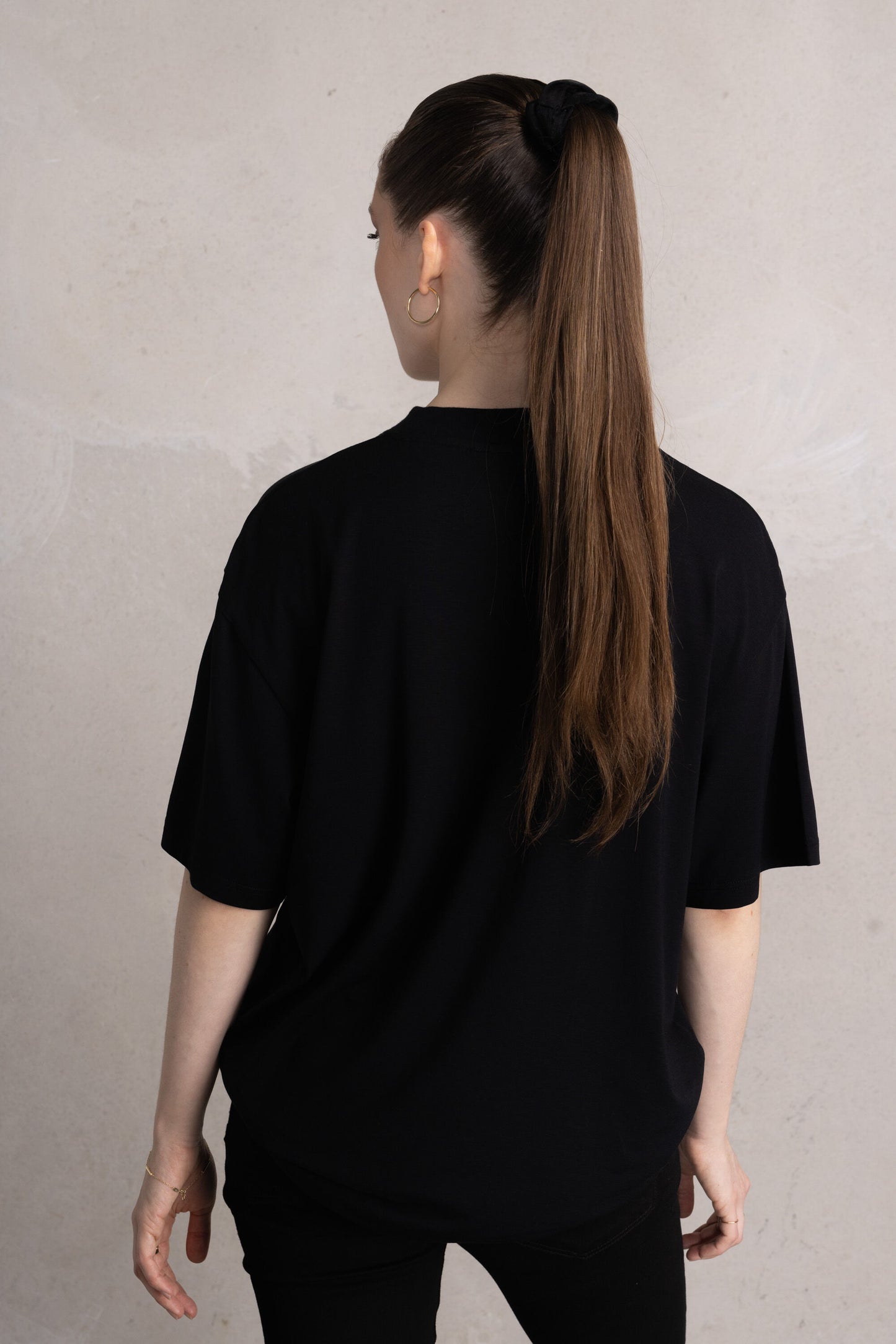 Kate Oversized Solid T-Shirt Jet Black