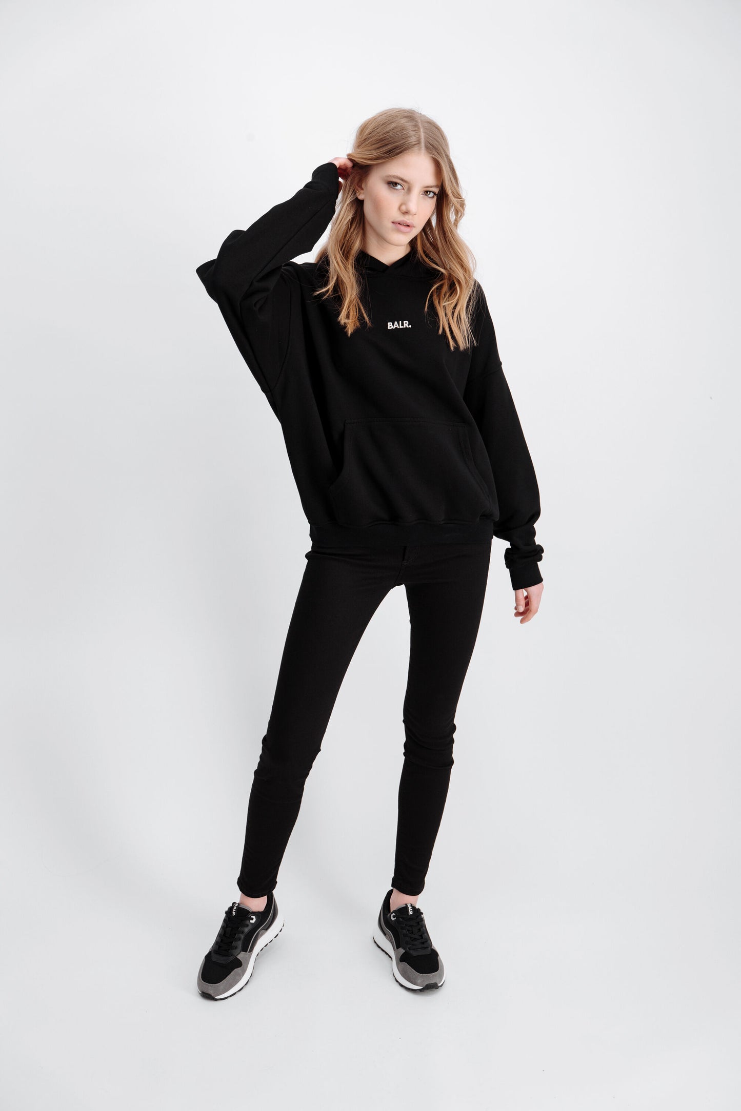 Crest Print Back Amsterdam Loose Hoodie Jet Black