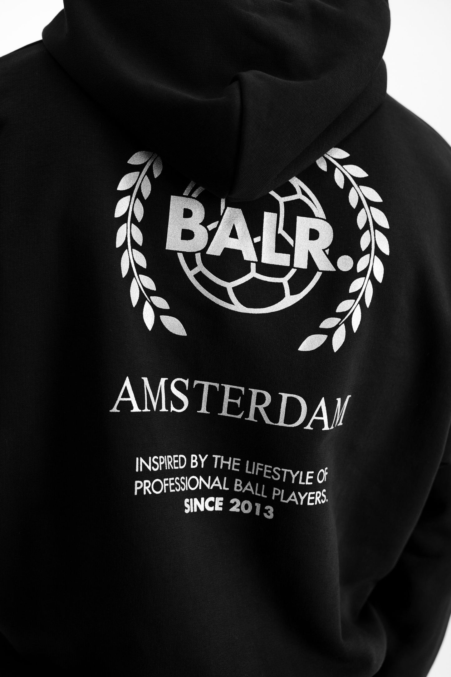 Crest Print Back Amsterdam Loose Hoodie Jet Black