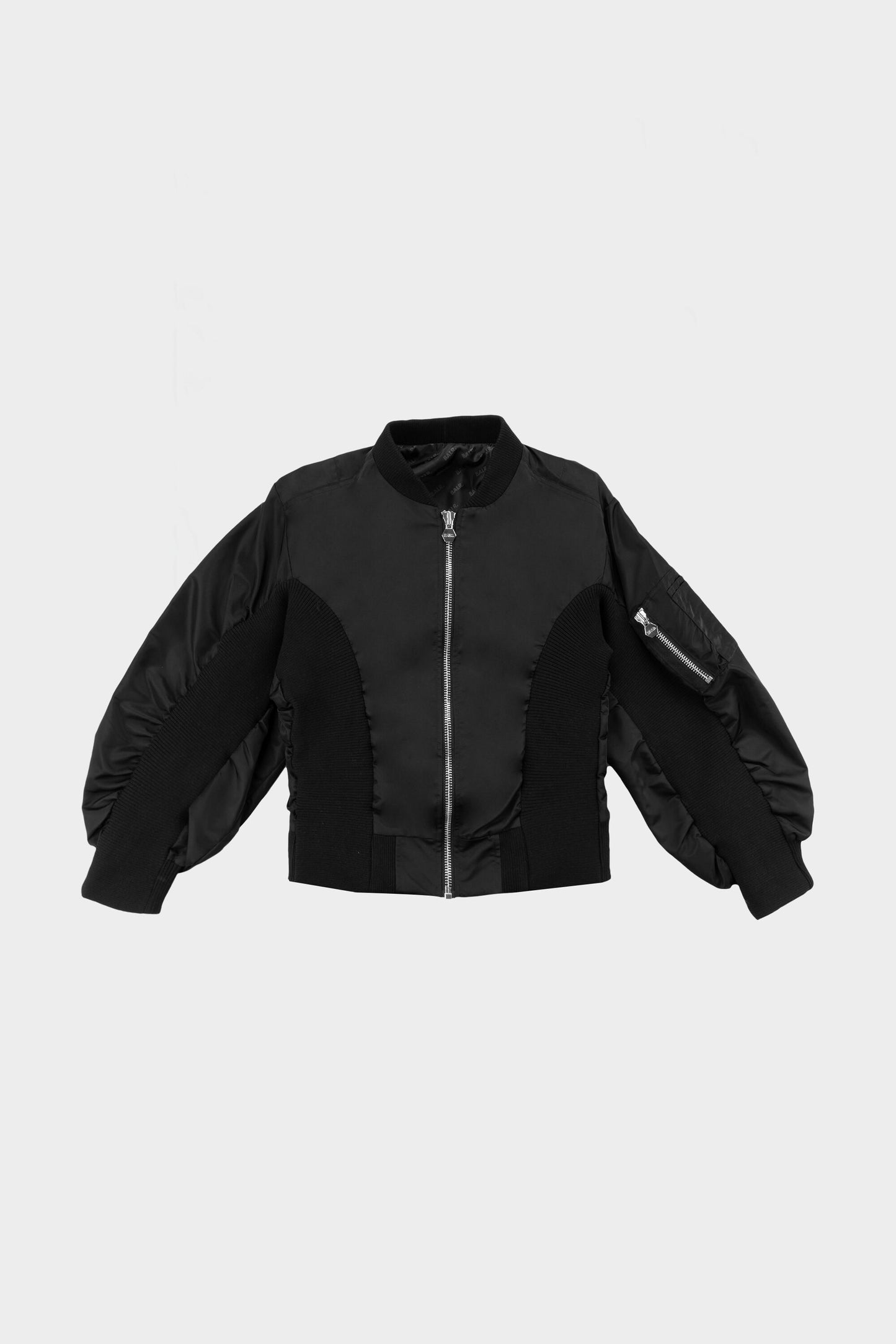Rhinestones Rib Bomber Jacket Jet Black