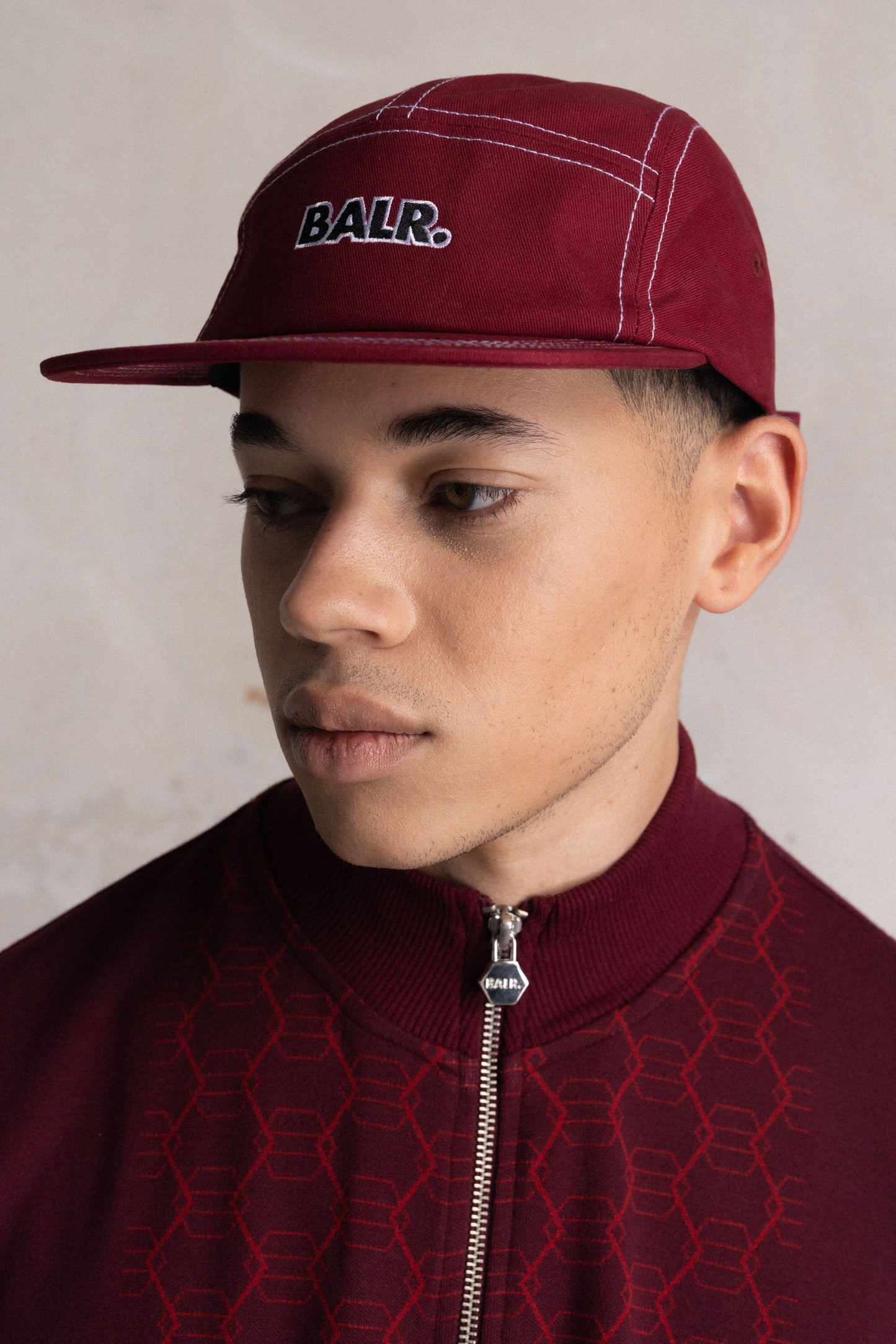 Cotton Contrast Stitch 5-Panel Cap Red Dahlia