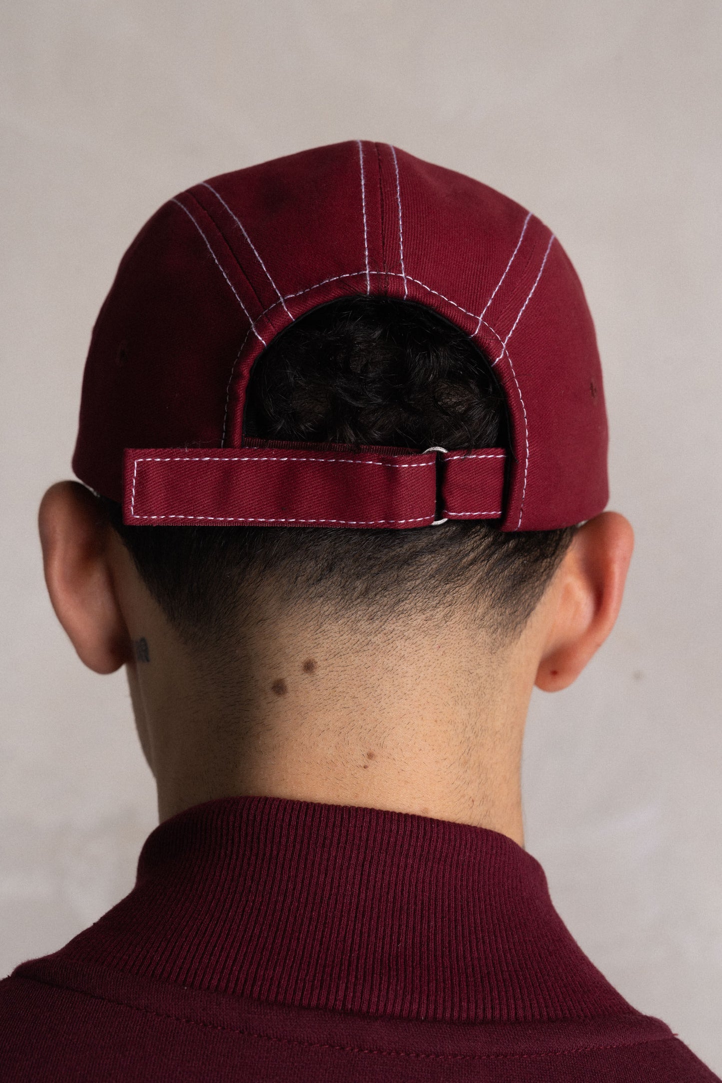 Cotton Contrast Stitch 5-Panel Cap Red Dahlia