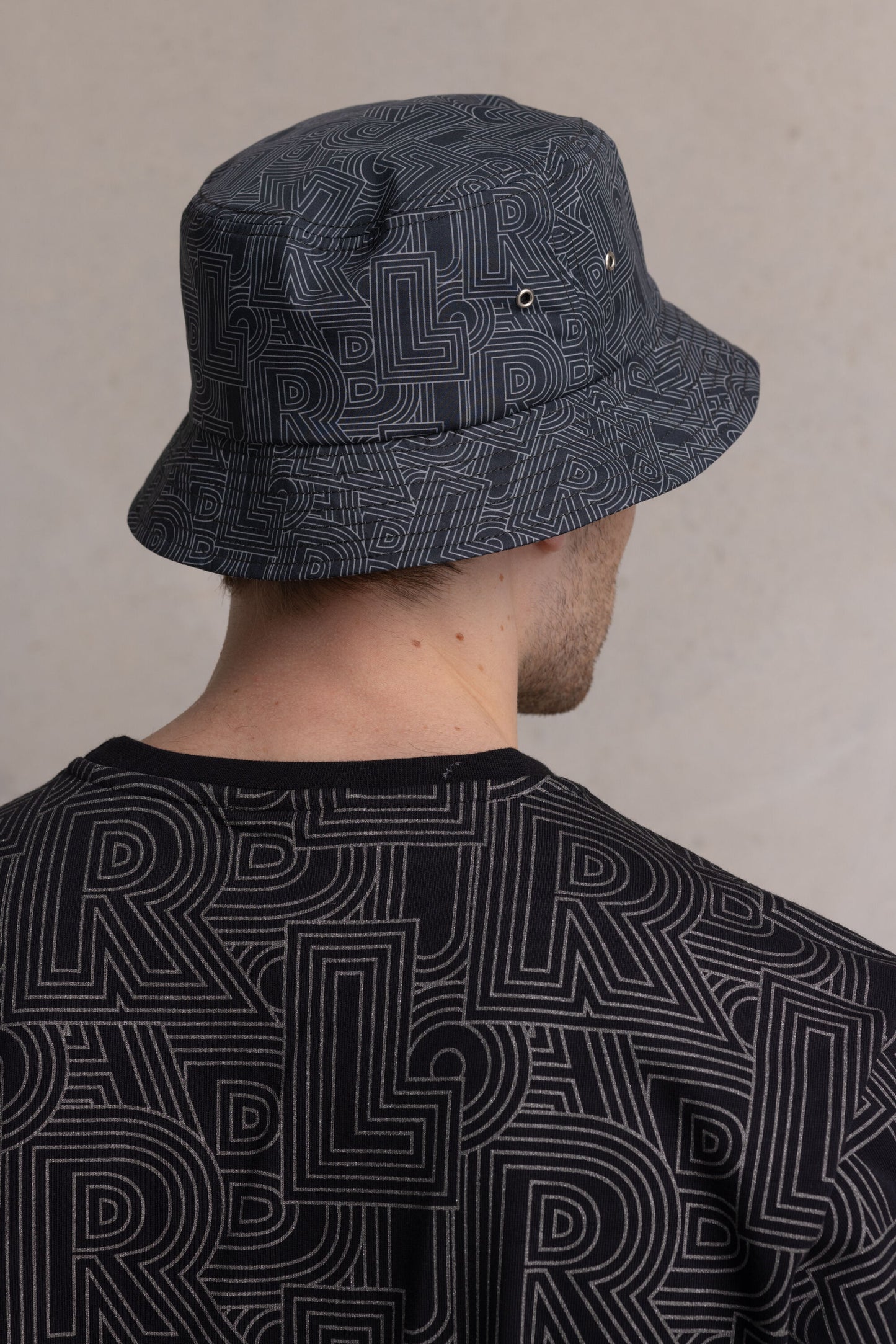 Classic AOP Track Bucket Hat Jet Black