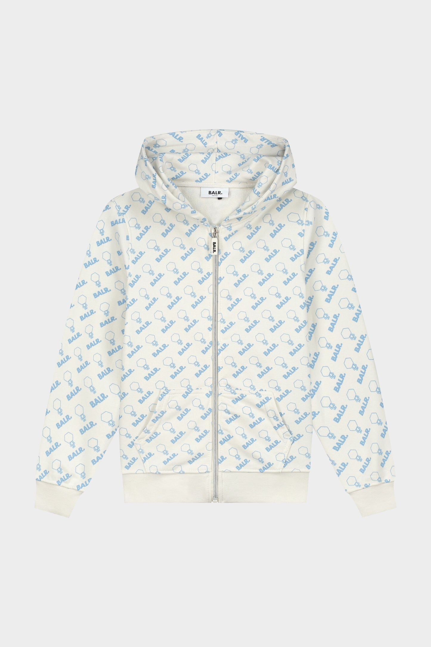 Straight Hex Doll AOP Zip Thru Hoodie Kids Light Stone/Sky Blue
