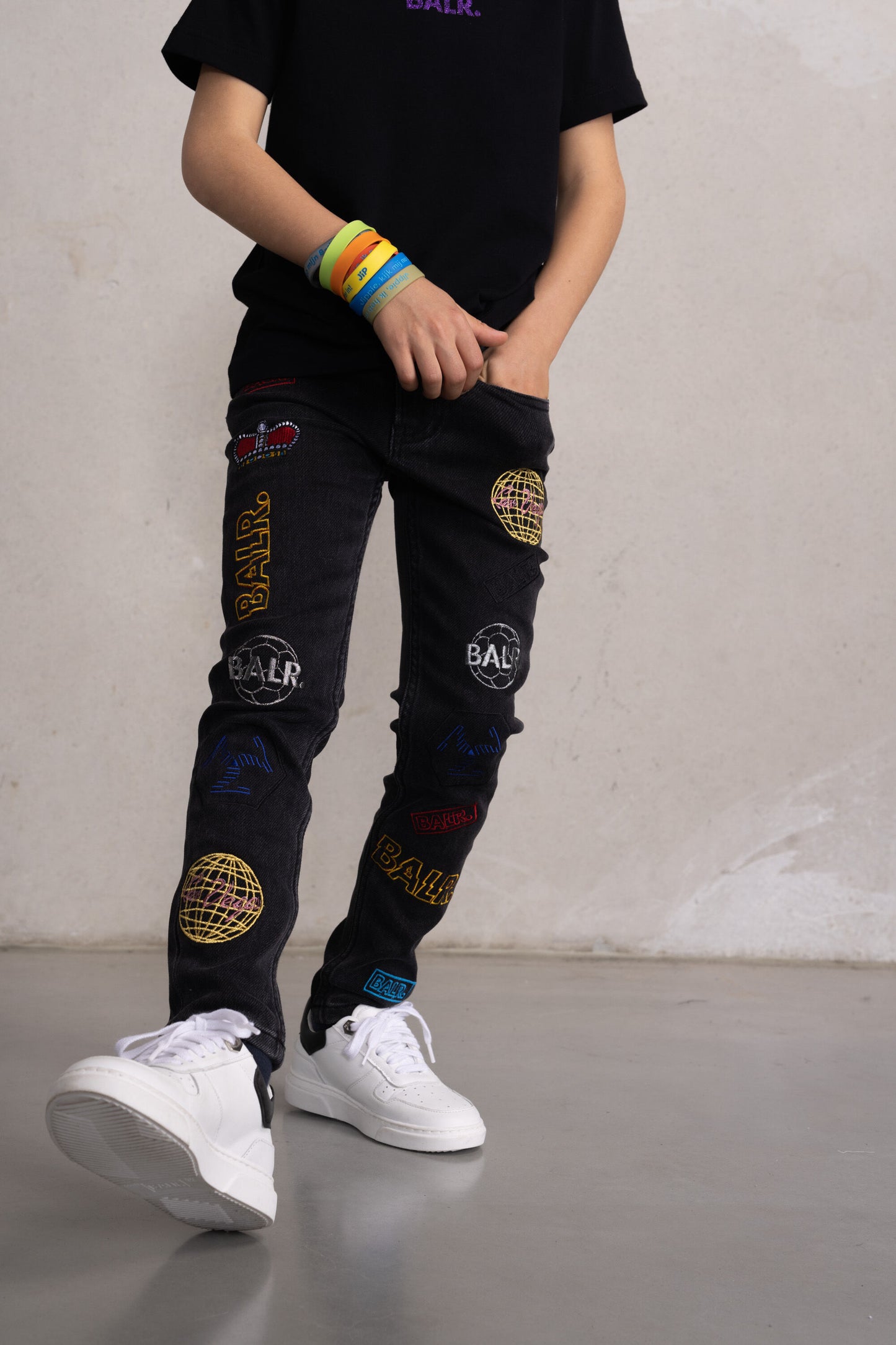 Ruby Skinny Badge Denim Kids Washed Black
