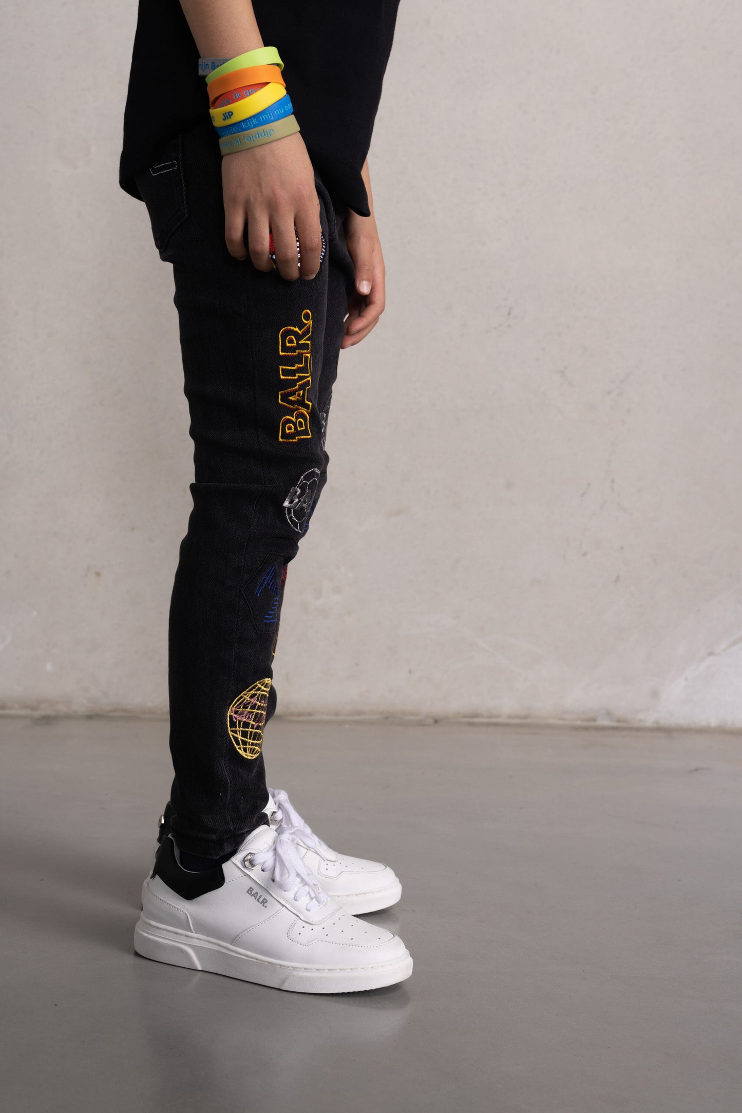 Ruby Skinny Badge Denim Kids Washed Black
