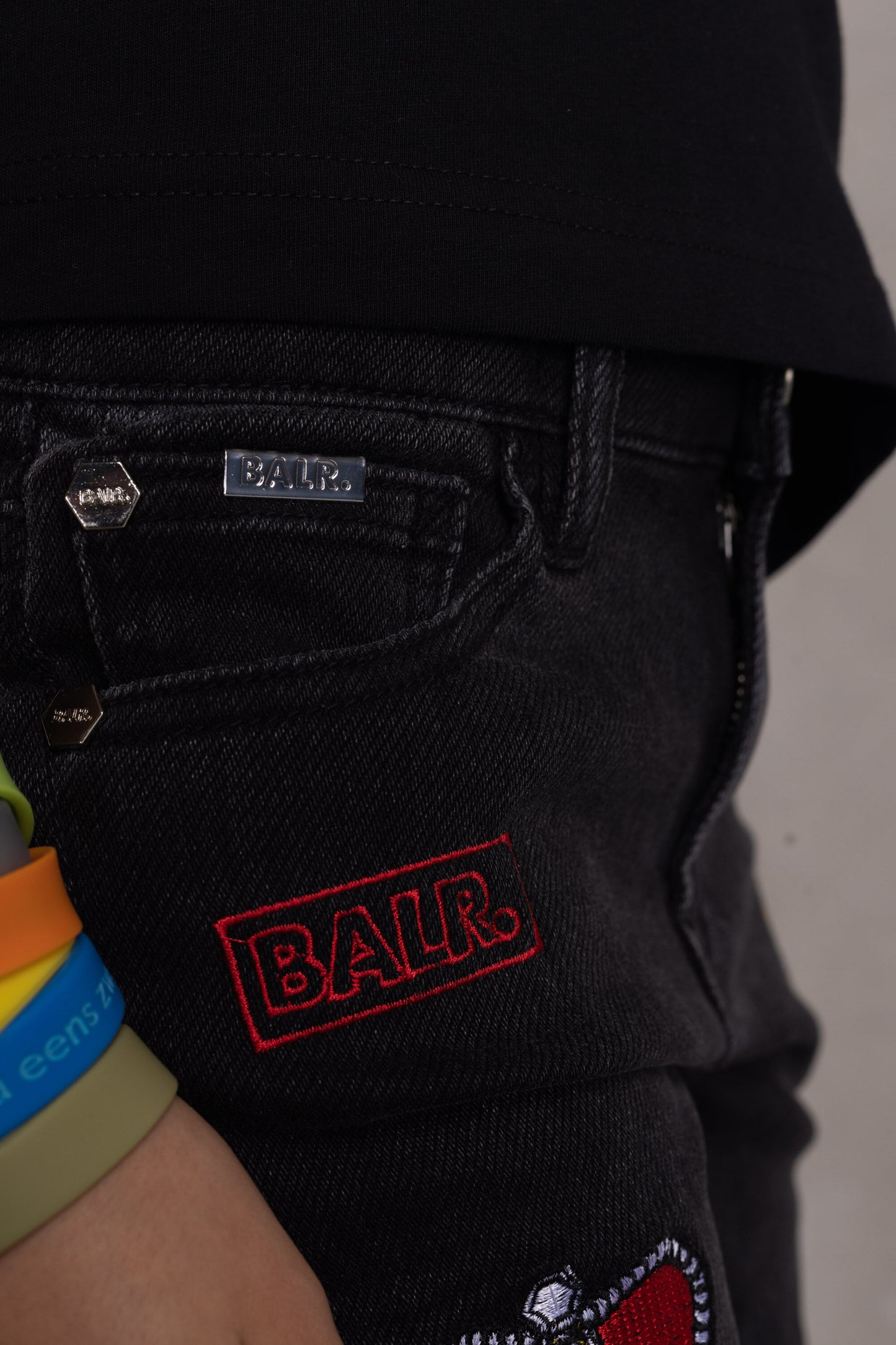 Ruby Skinny Badge Denim Kids Washed Black