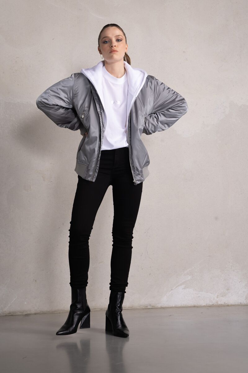 Hazel Unisex Loose BALR. Bomber Jacket Mirage Grey