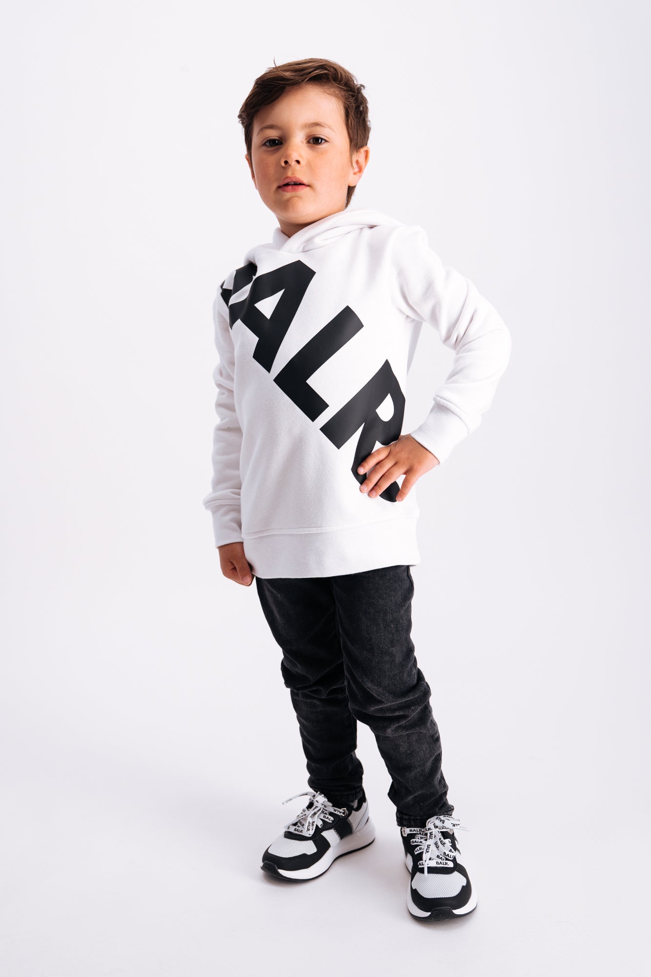 Tilted Logo Hoodie Kids White