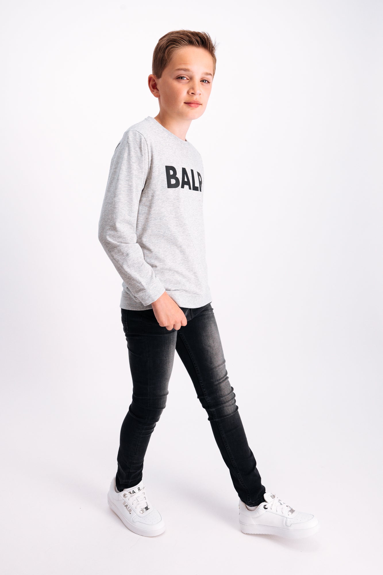 Brand Logo T-Shirt L/S Lt Grey Heather