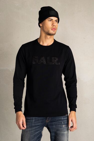 Olaf Straight BALR. Satin Embro Longsleeve T-Shirt Jet Black