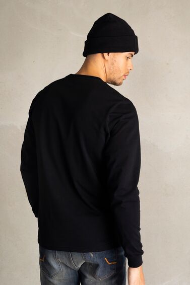 Olaf Straight BALR. Satin Embro Longsleeve T-Shirt Jet Black