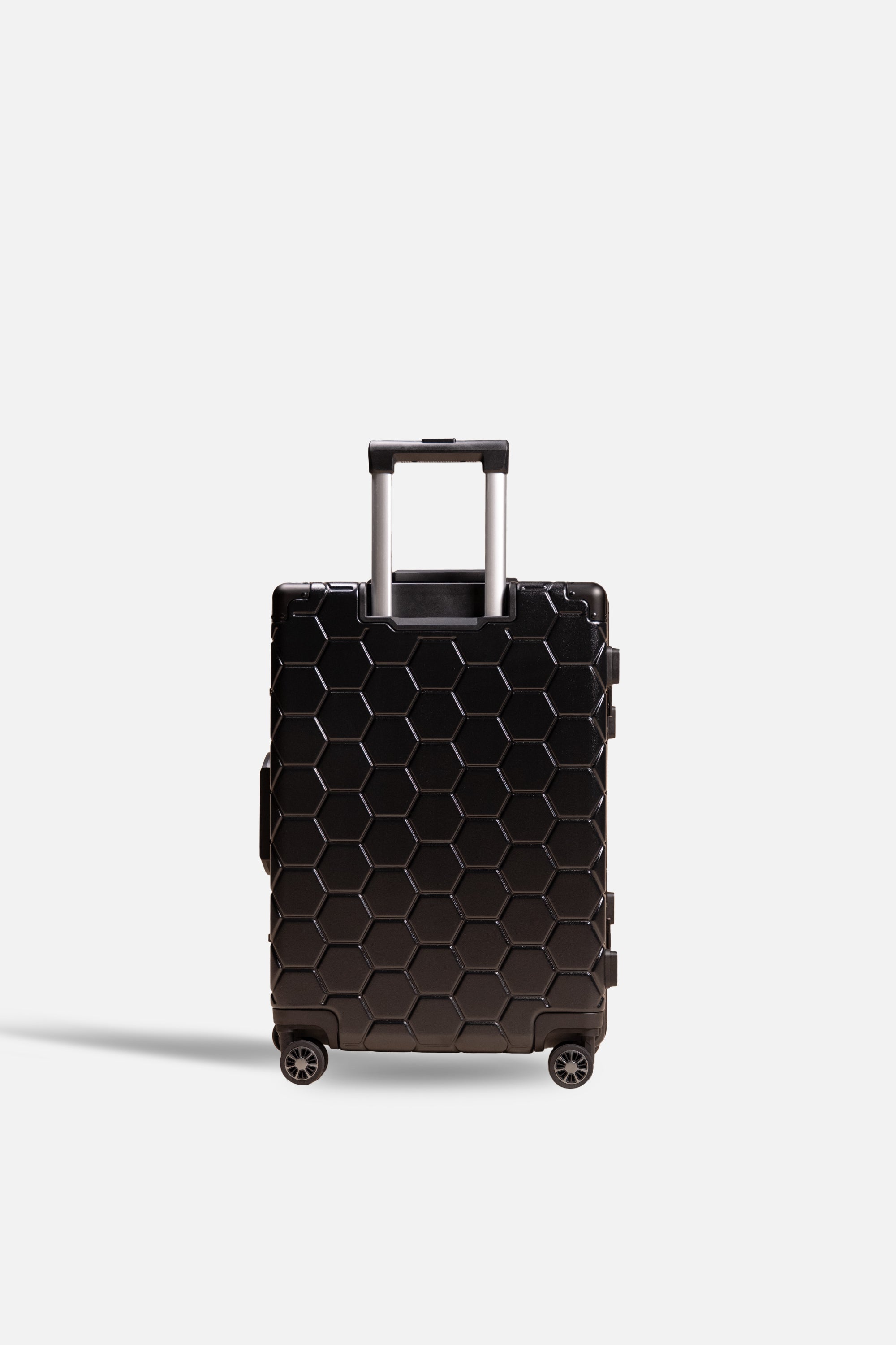 Romeo Embossed Hexagon Suitcase Jet Black