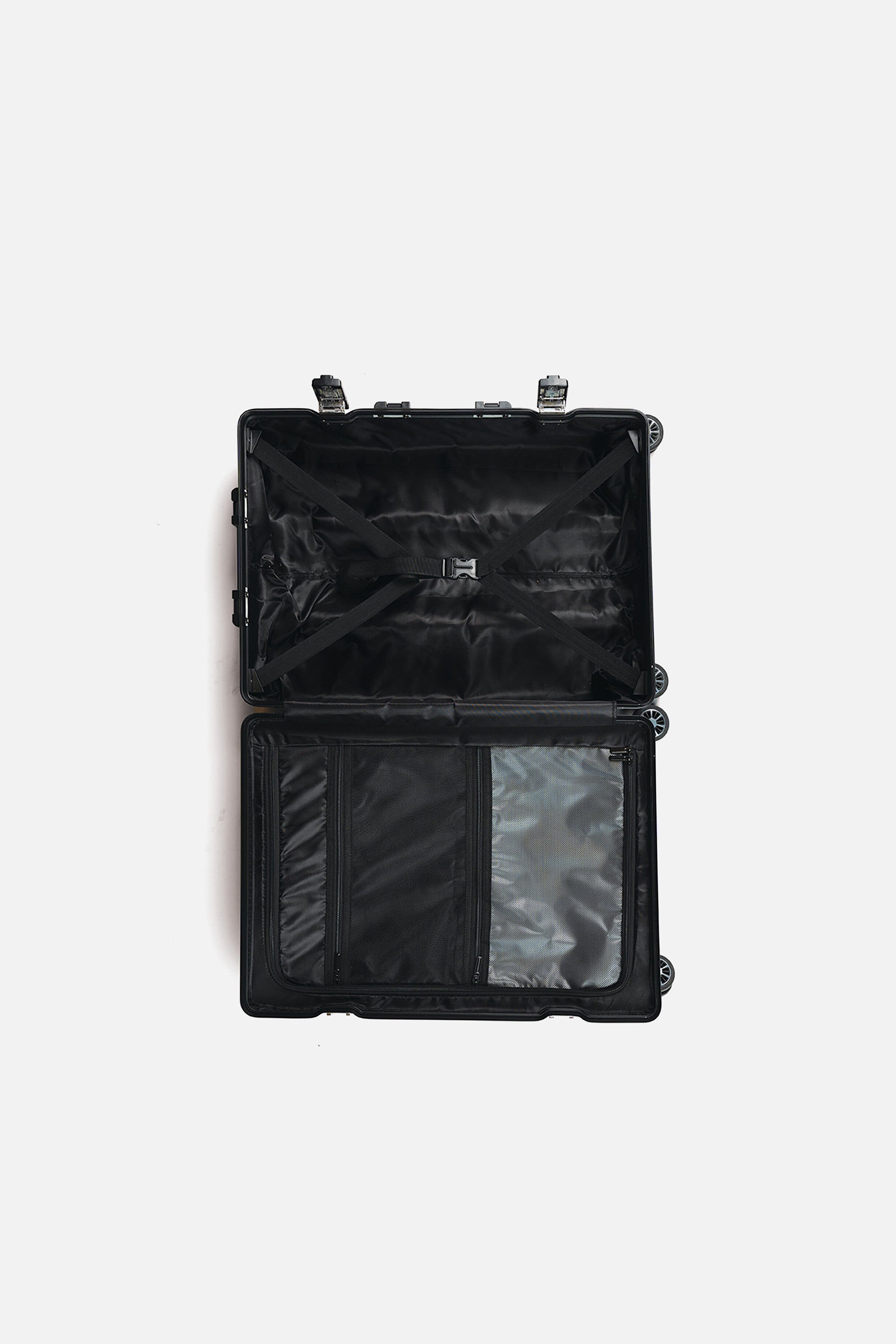 Romeo Embossed Hexagon Suitcase Jet Black